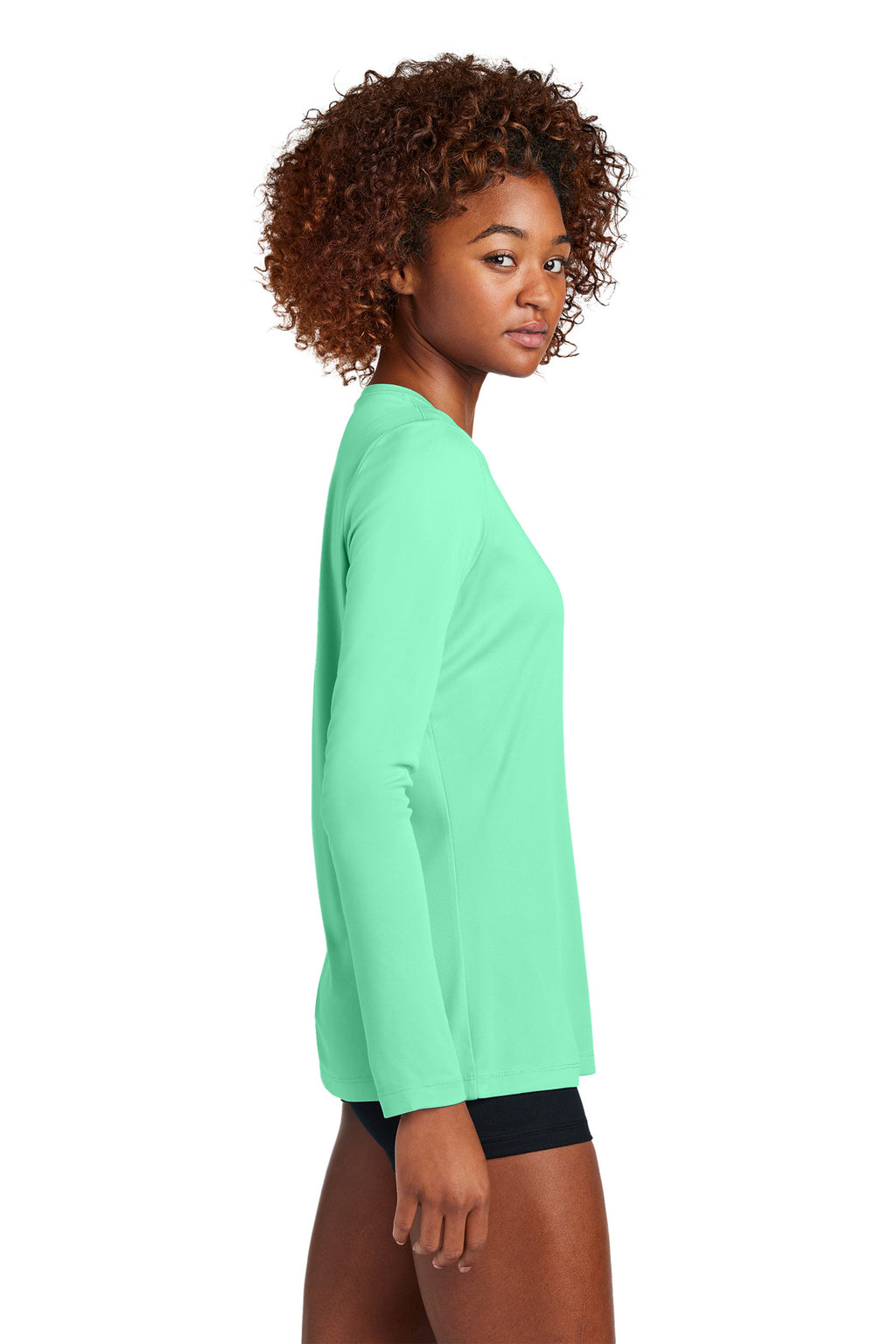 Sport-Tek Women's Posi-UV Pro Long Sleeve LST420LS - Bright Seafoam - side