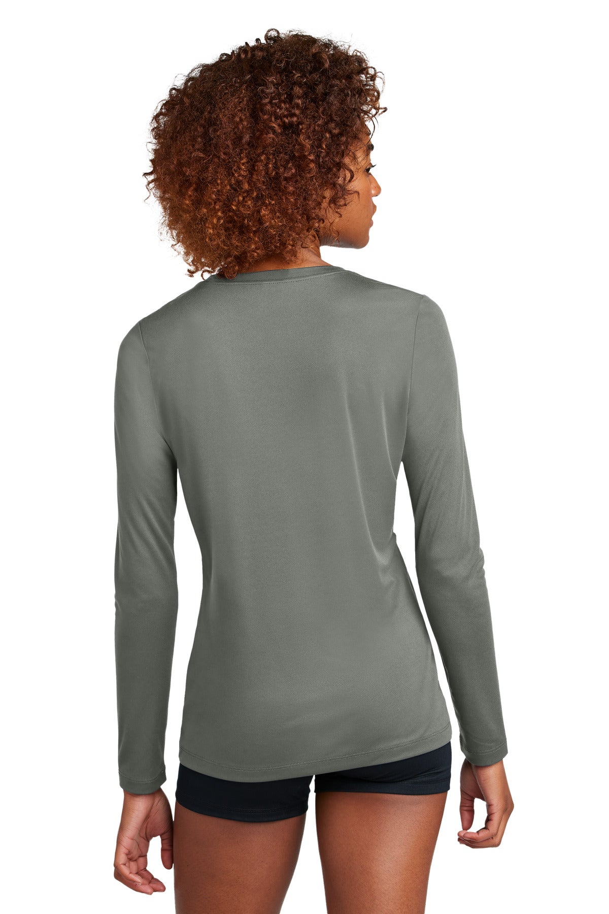 Sport-Tek Women's Posi-UV Pro Long Sleeve LST420LS - Dark Smoke Grey - back
