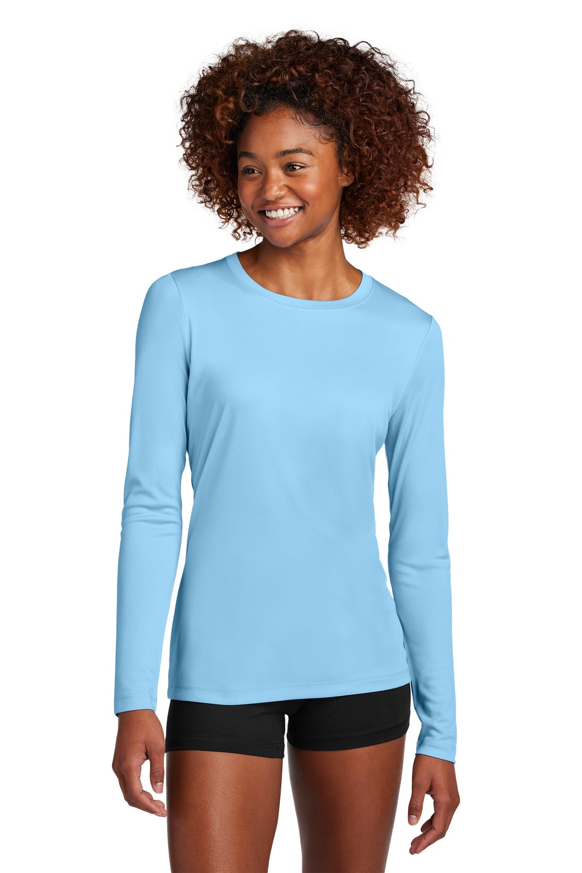 Sport-Tek Women's Posi-UV Pro Long Sleeve LST420LS - Light Blue - front