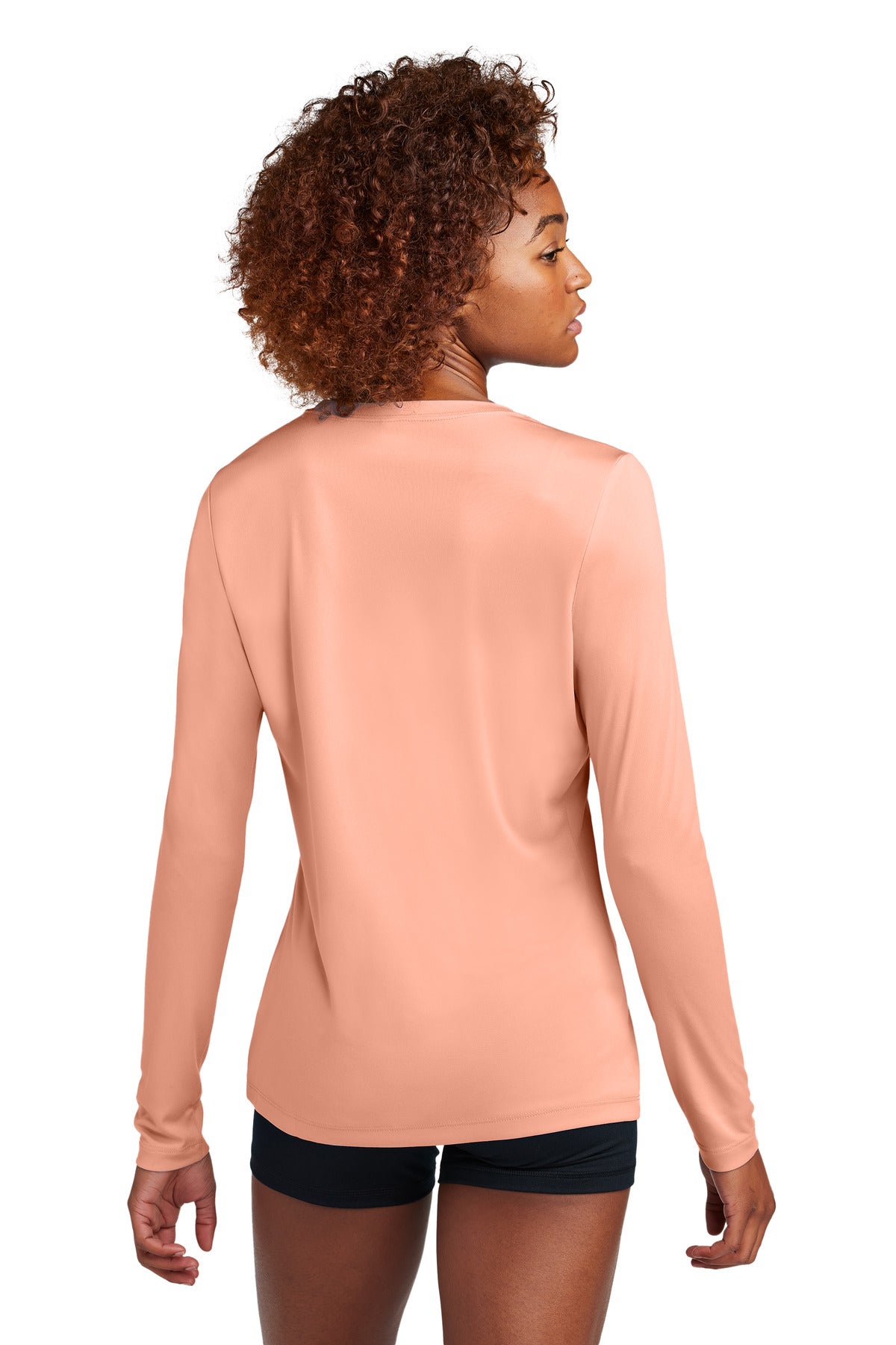 Sport-Tek Women's Posi-UV Pro Long Sleeve LST420LS - Soft Coral - back