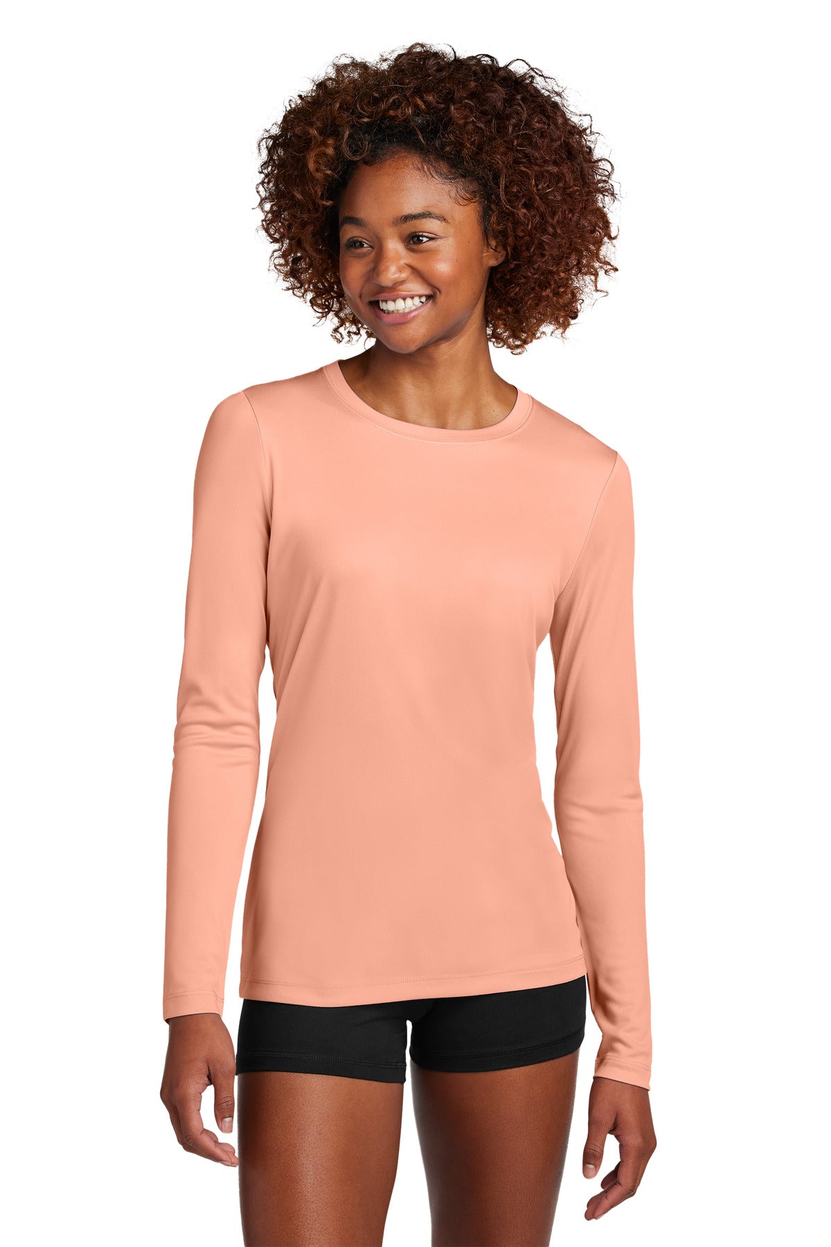 Sport-Tek Women's Posi-UV Pro Long Sleeve LST420LS - Soft Coral - front