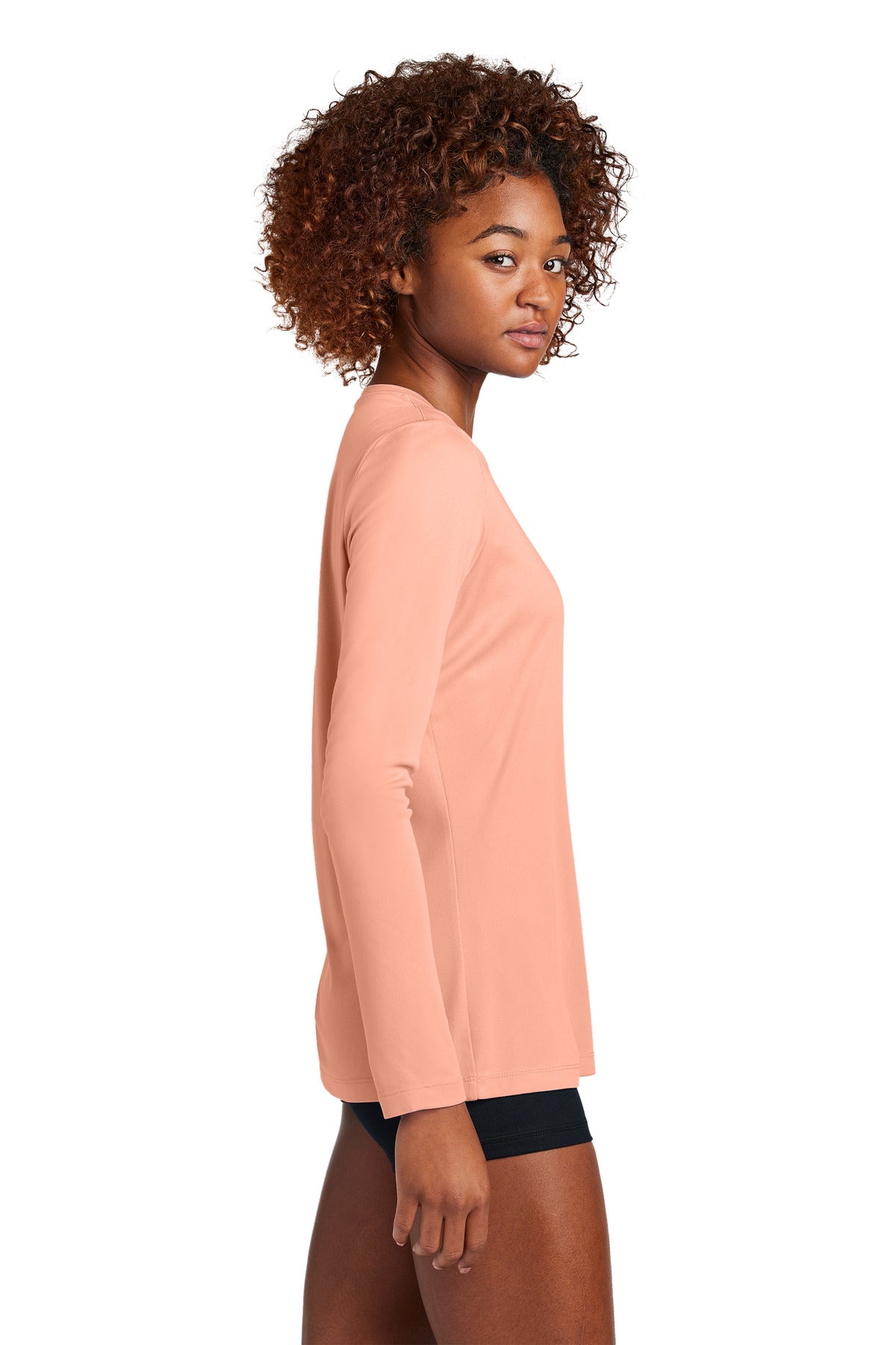 Sport-Tek Women's Posi-UV Pro Long Sleeve LST420LS - Soft Coral - side