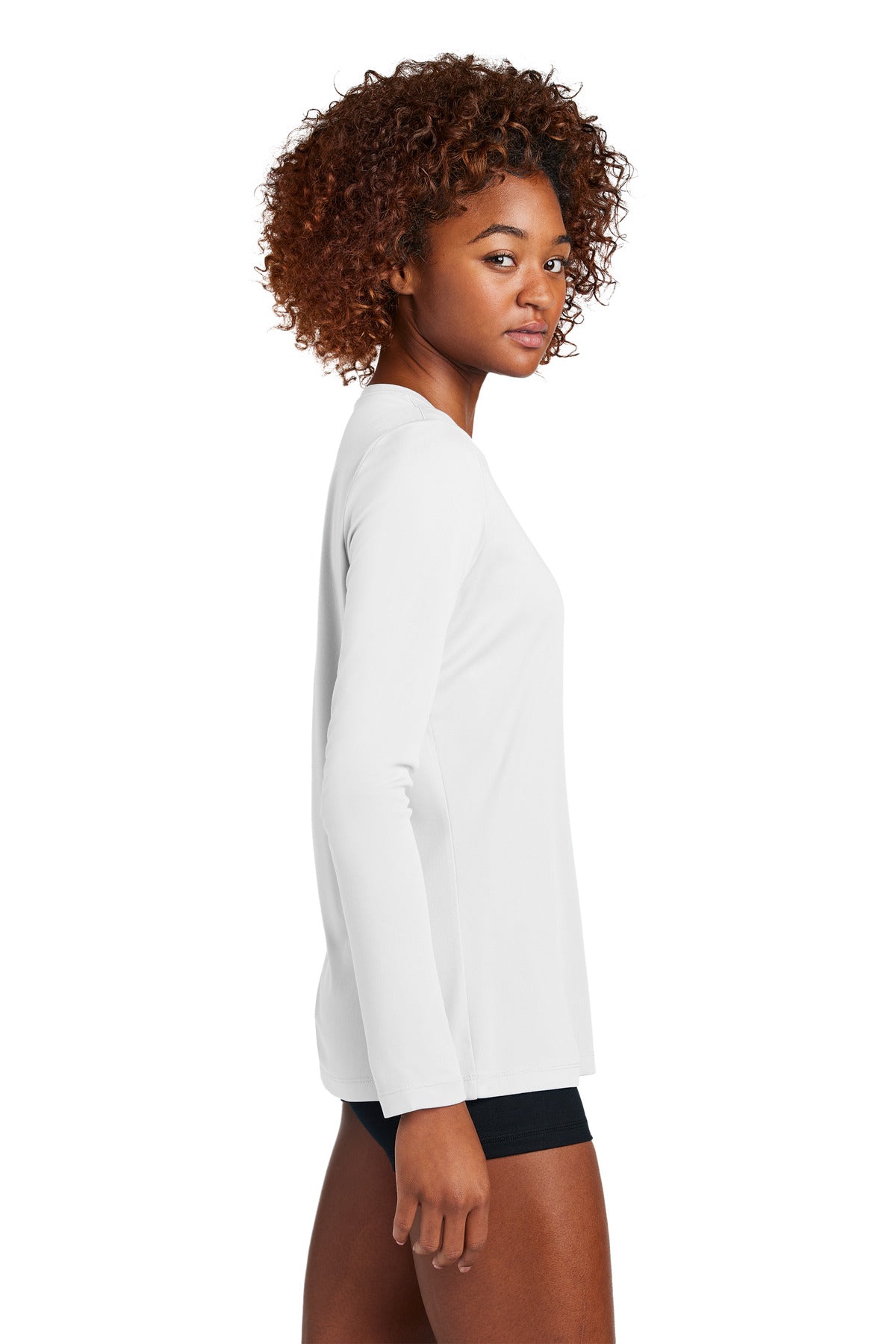 Sport-Tek Women's Posi-UV Pro Long Sleeve LST420LS - White - side