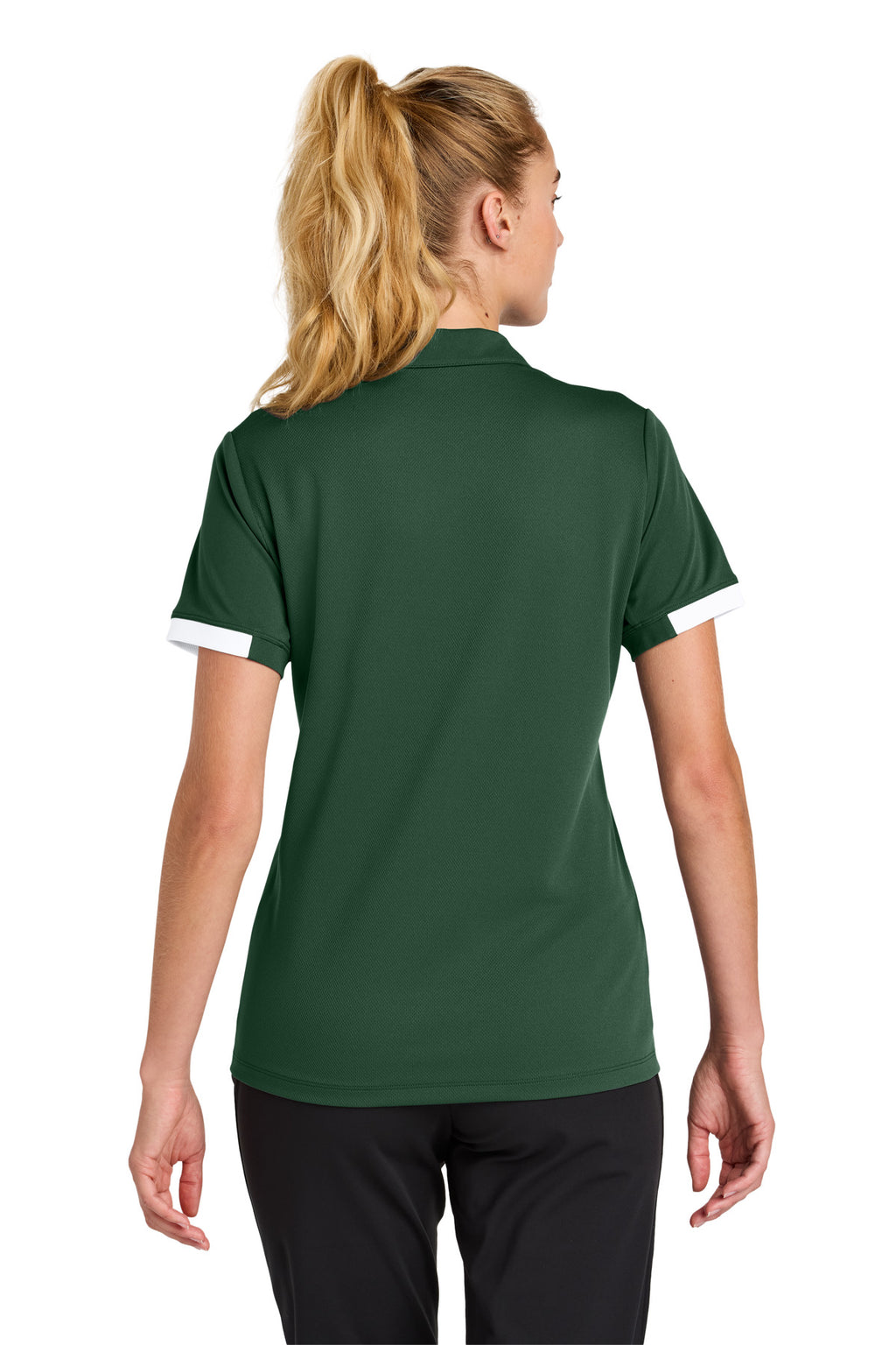 Sport-Tek Women's Club Colorblock Polo LST444 - Forest Green/ White - back