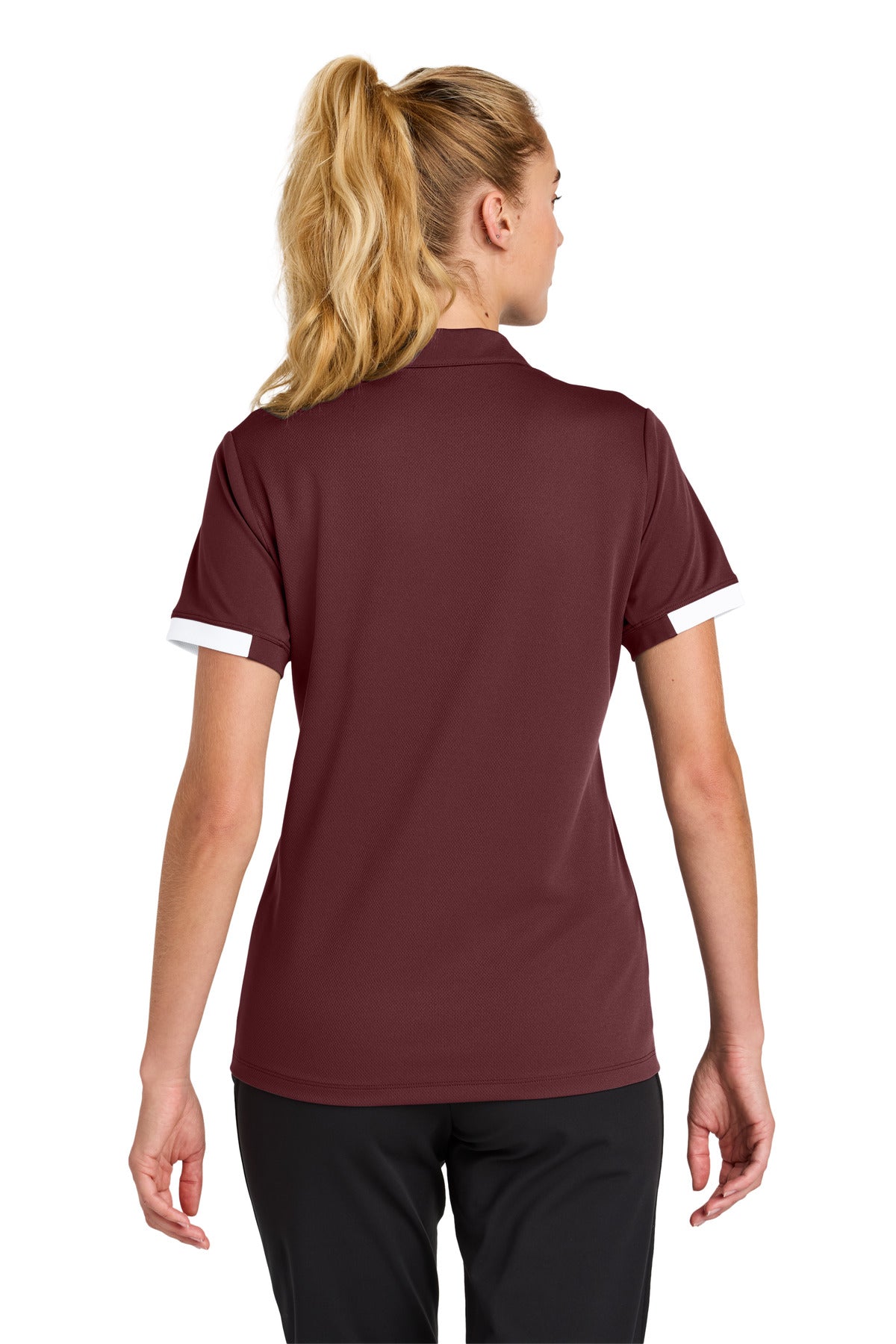 Sport-Tek Women's Club Colorblock Polo LST444 - Maroon/ White - back