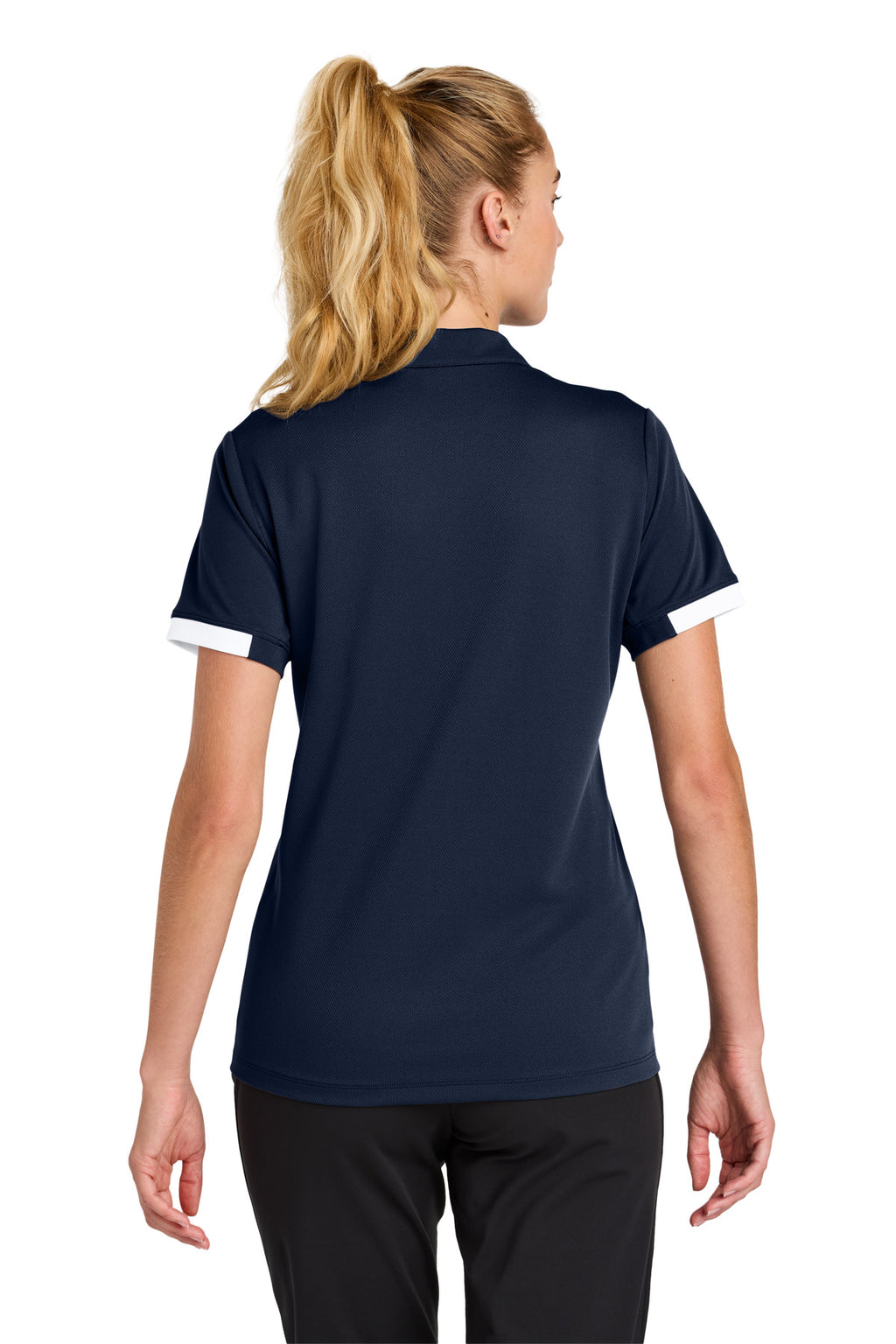 Sport-Tek Women's Club Colorblock Polo LST444 - True Navy/ White - back