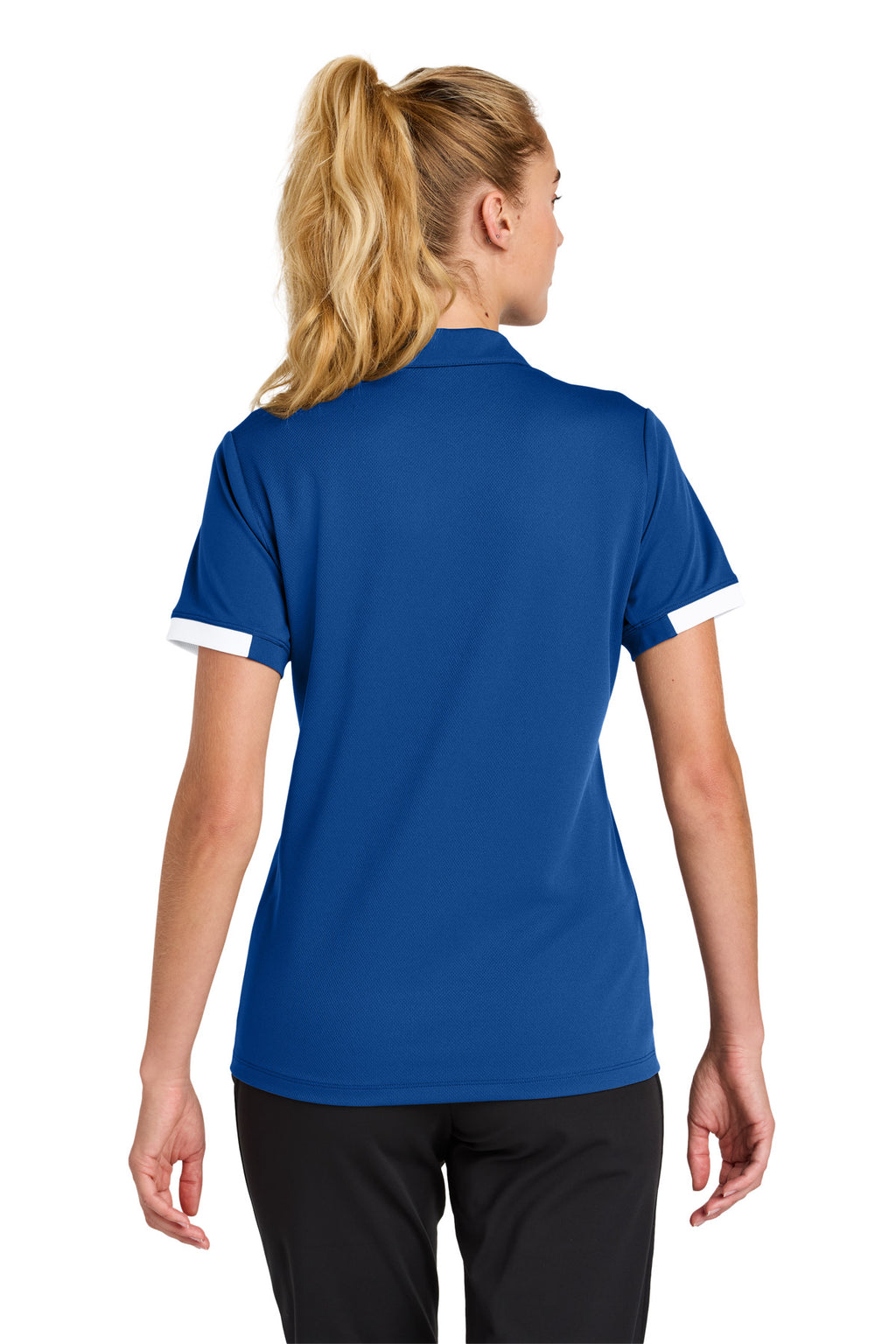 Sport-Tek Women's Club Colorblock Polo LST444 - True Royal/ White - back
