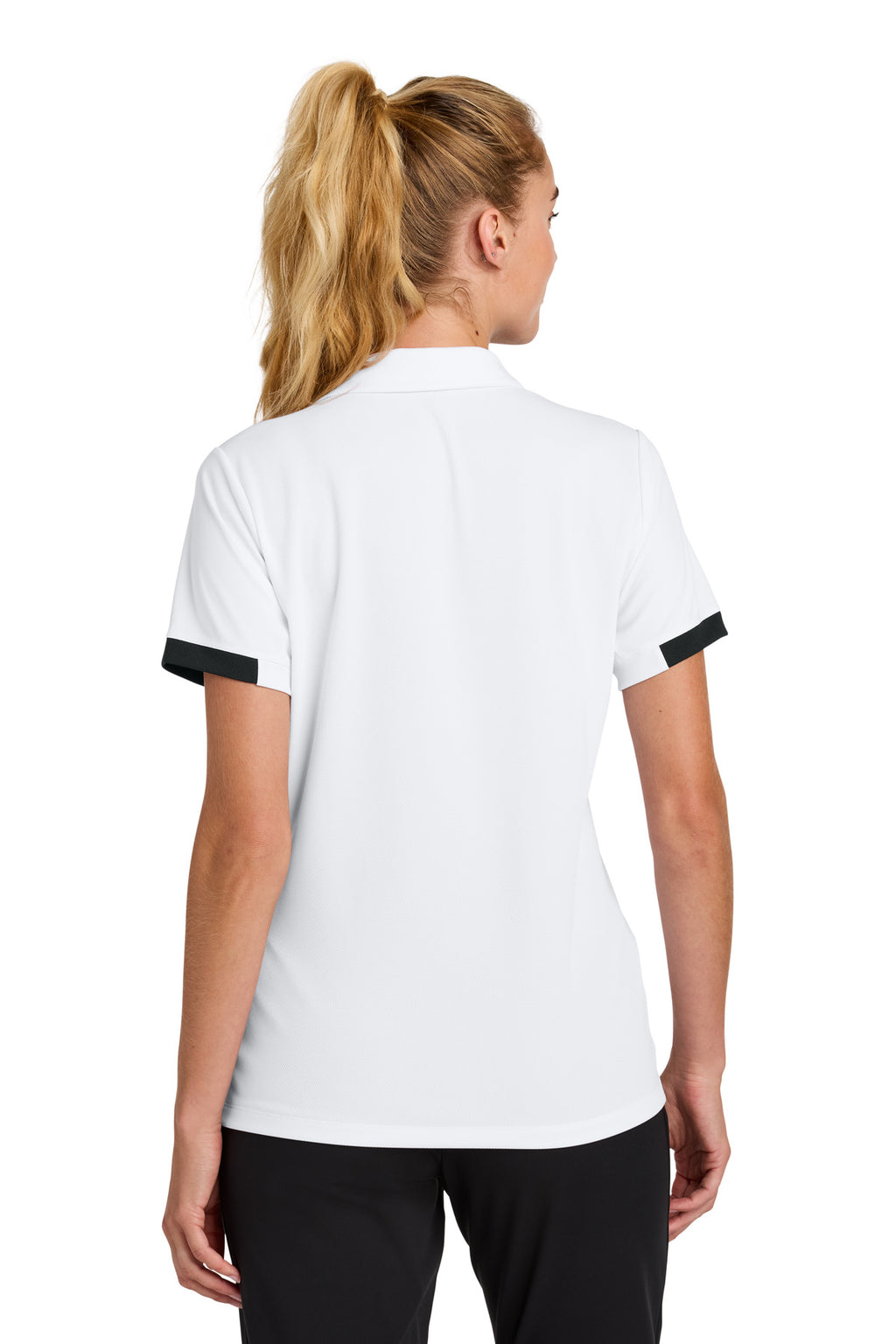 Sport-Tek Women's Club Colorblock Polo LST444 - White/ Black - back