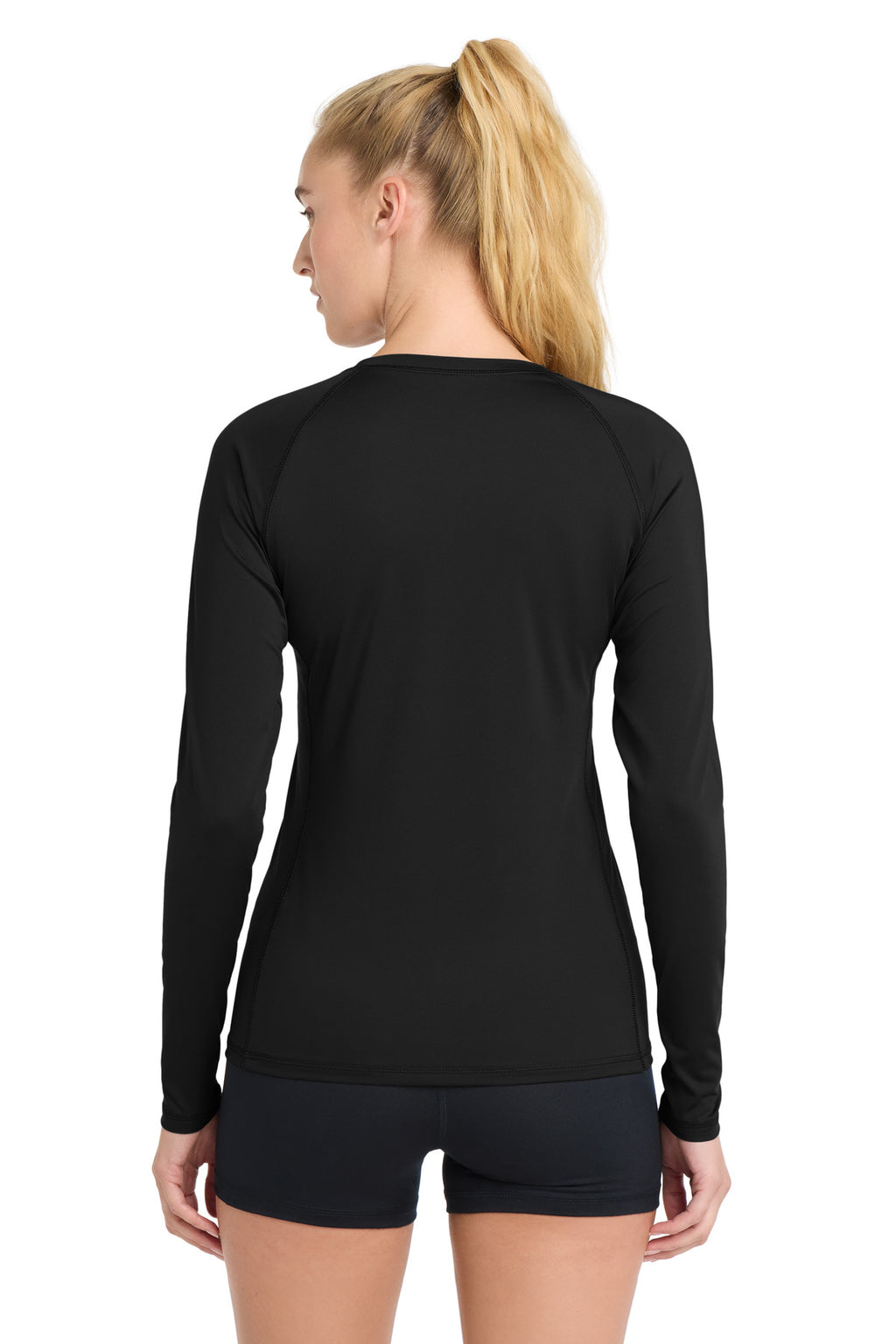 Sport-Tek Women's Long Sleeve Rashguard Tee. LST470LS - Black - back