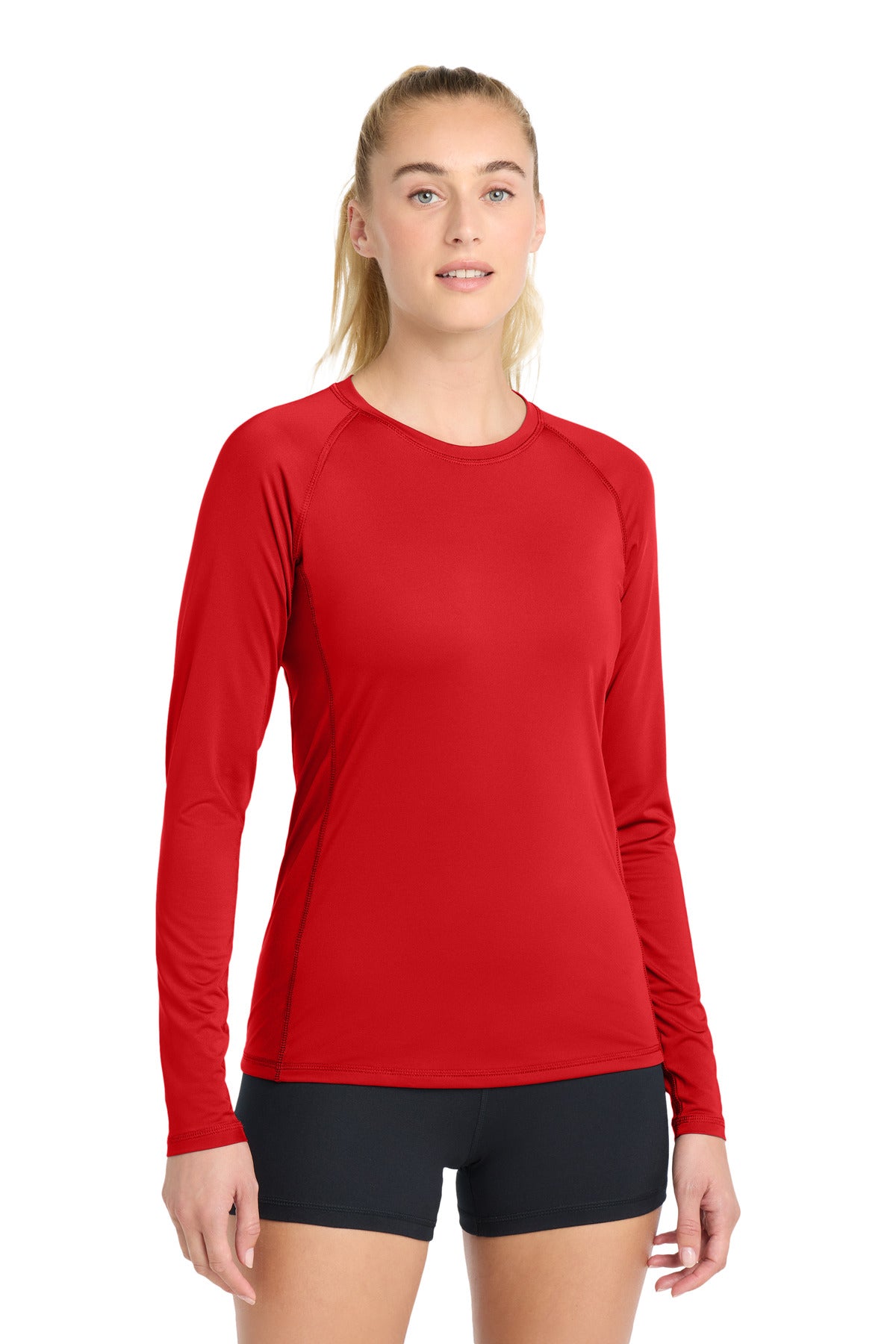 Sport-Tek Women's Long Sleeve Rashguard Tee. LST470LS - True Red - front