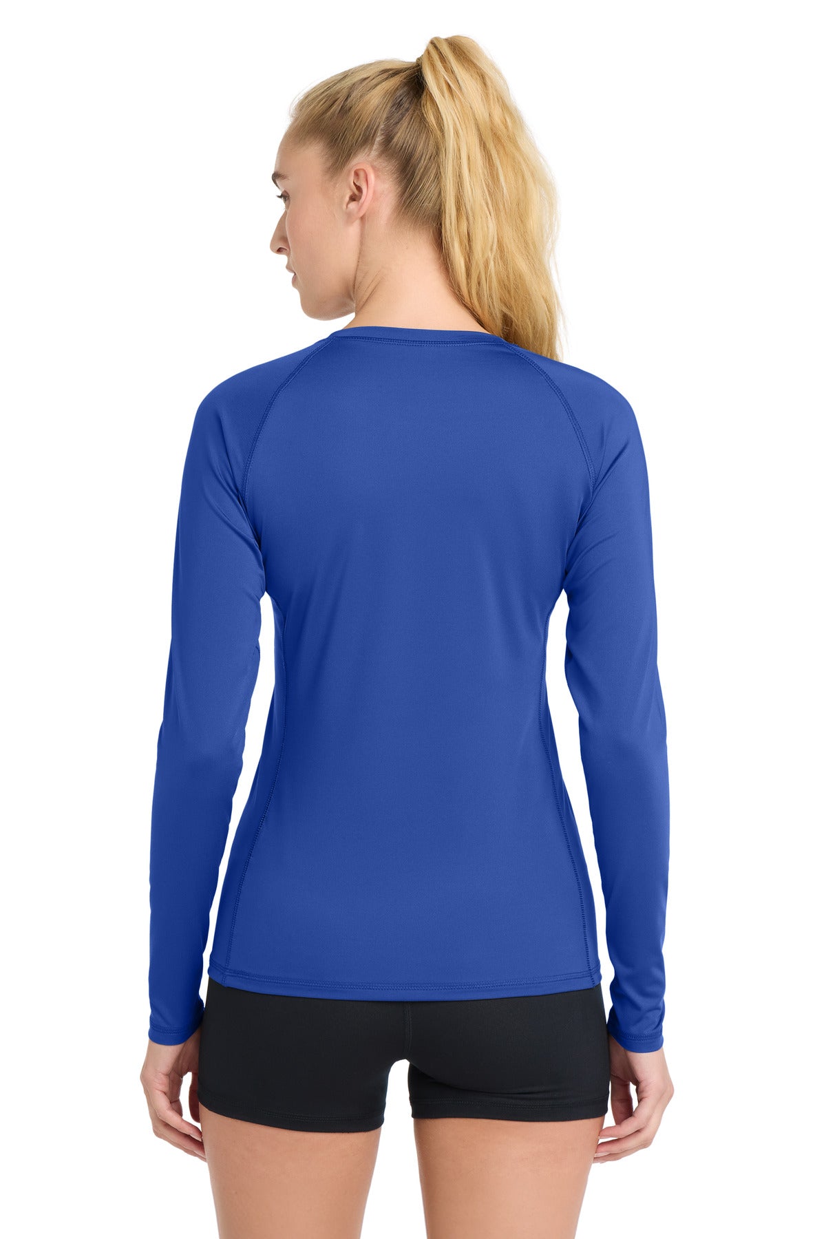 Sport-Tek Women's Long Sleeve Rashguard Tee. LST470LS - True Royal - back