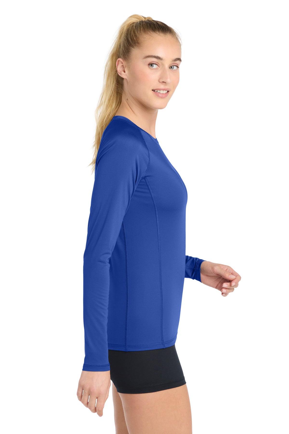Sport-Tek Women's Long Sleeve Rashguard Tee. LST470LS - True Royal - side