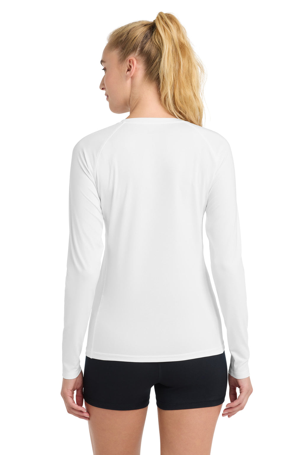 Sport-Tek Women's Long Sleeve Rashguard Tee. LST470LS - White - back