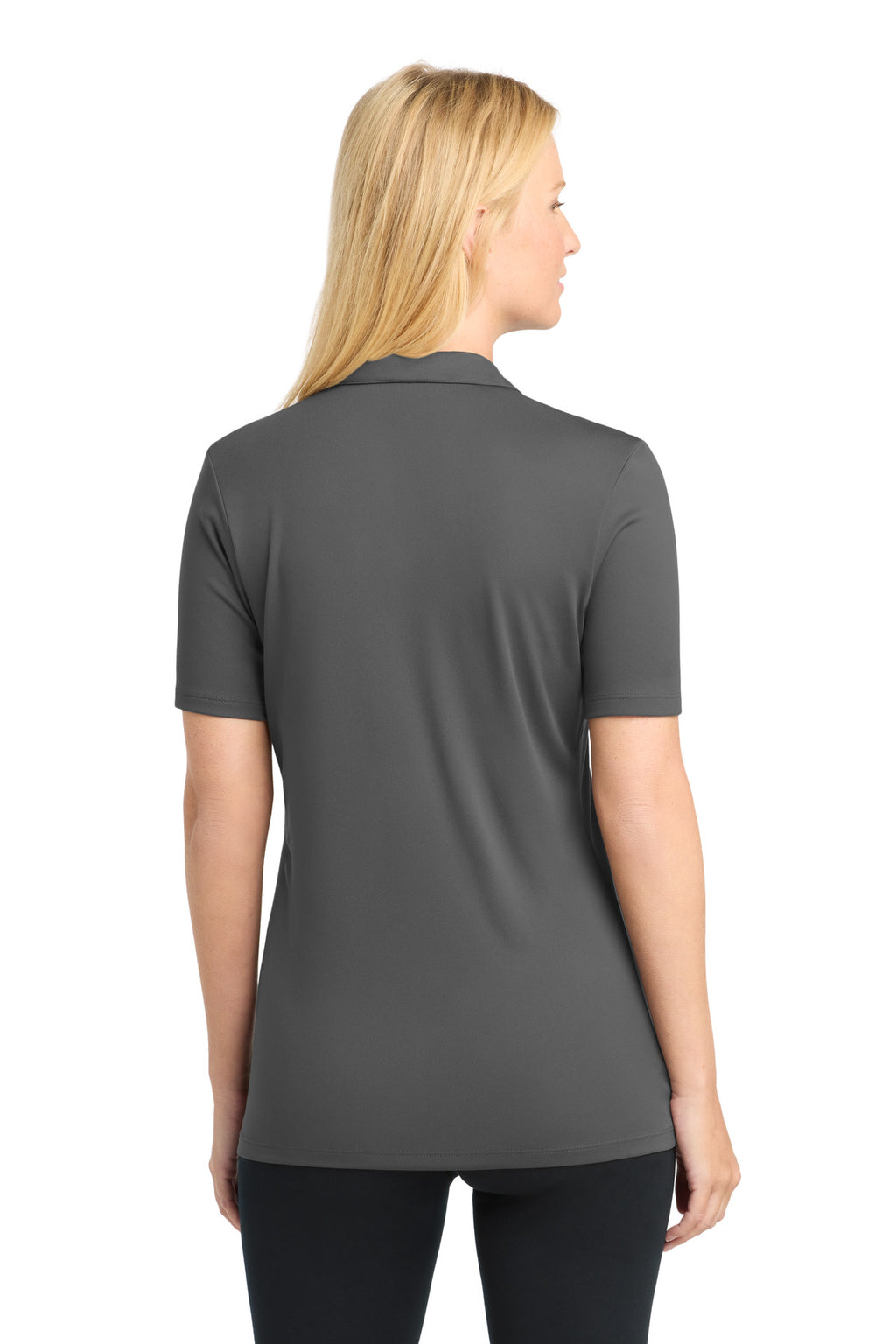 Sport-Tek Women's Posi-UV Pro Polo. LST520 - Dark Smoke Grey - back