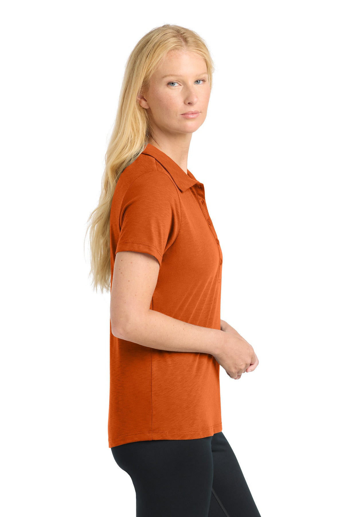 Sport-Tek Women's PosiCharge Strive Polo. LST530 - Texas Orange - side