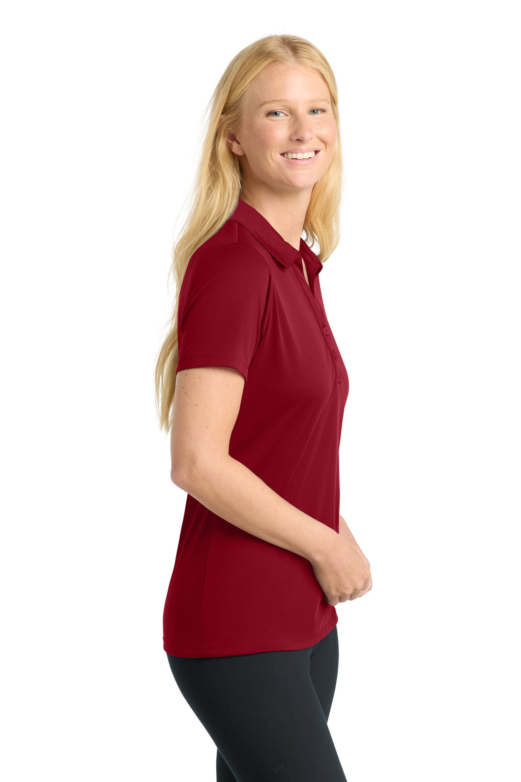 Sport-Tek Women's PosiCharge Competitor Polo. LST550 - Deep Red - side