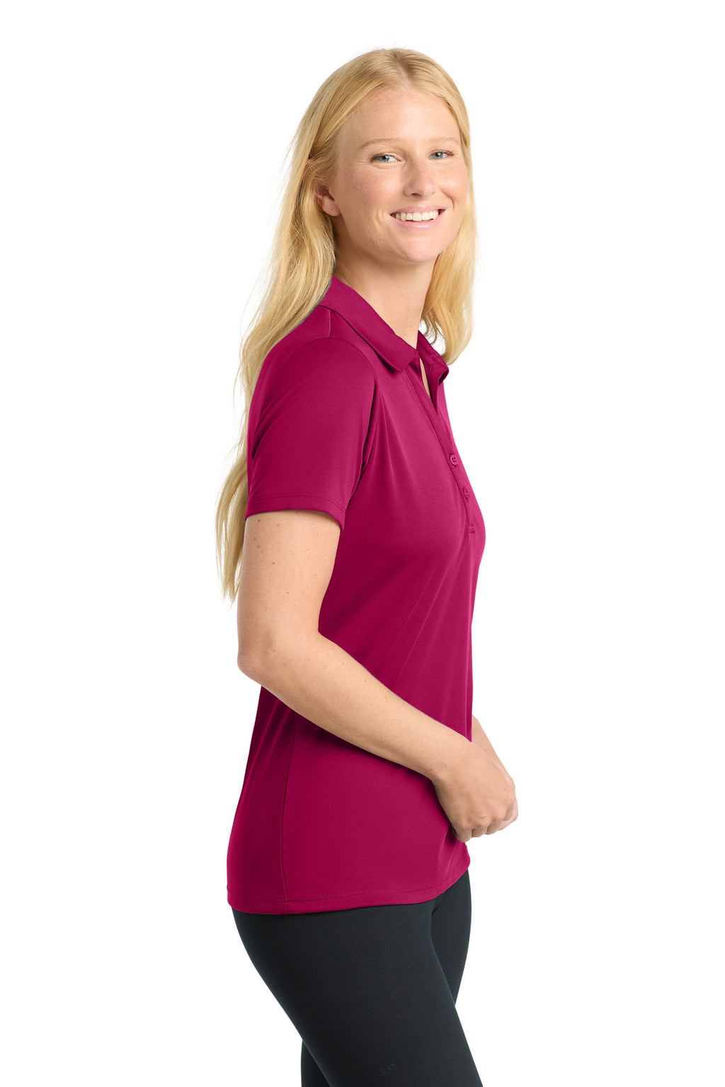 Sport-Tek Women's PosiCharge Competitor Polo. LST550 - Pink Raspberry - side