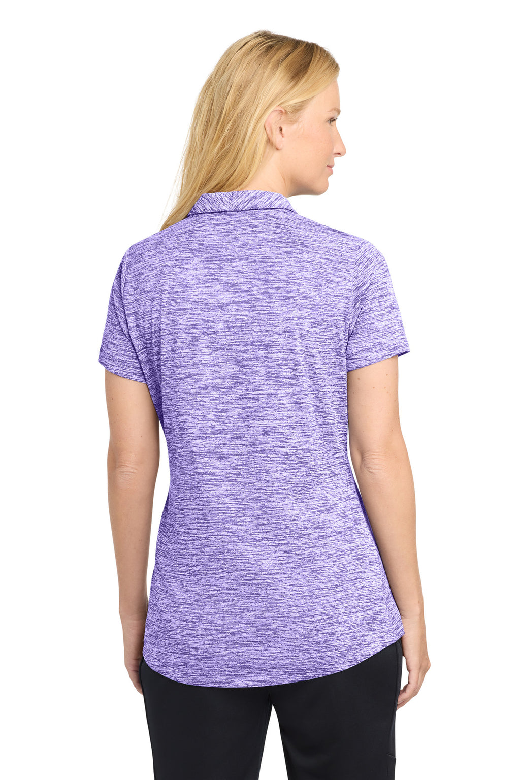 Sport-Tek Women's PosiCharge Electric Heather Polo. LST590 - Purple Electric - back