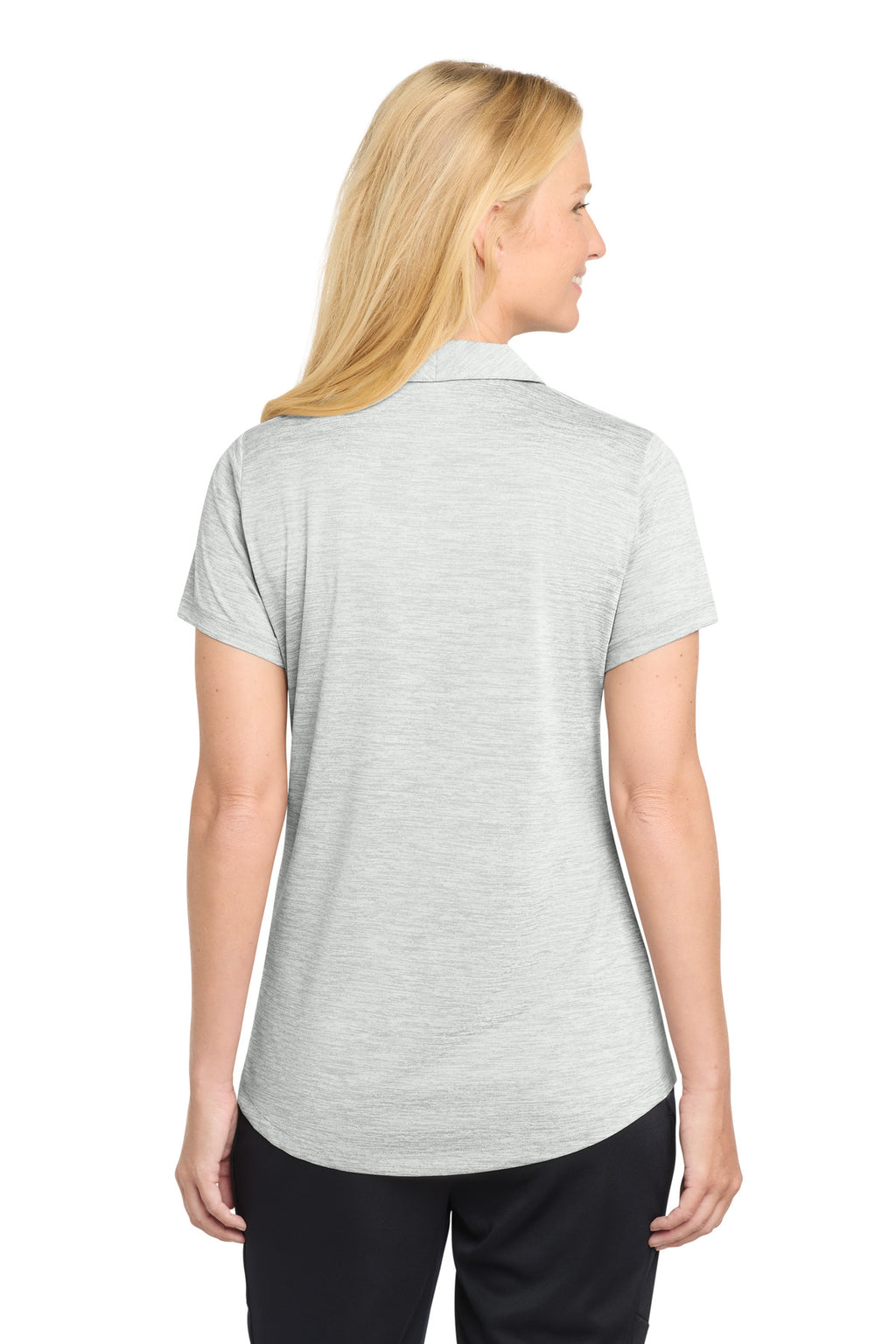 Sport-Tek Women's PosiCharge Electric Heather Polo. LST590 - Silver Electric - back
