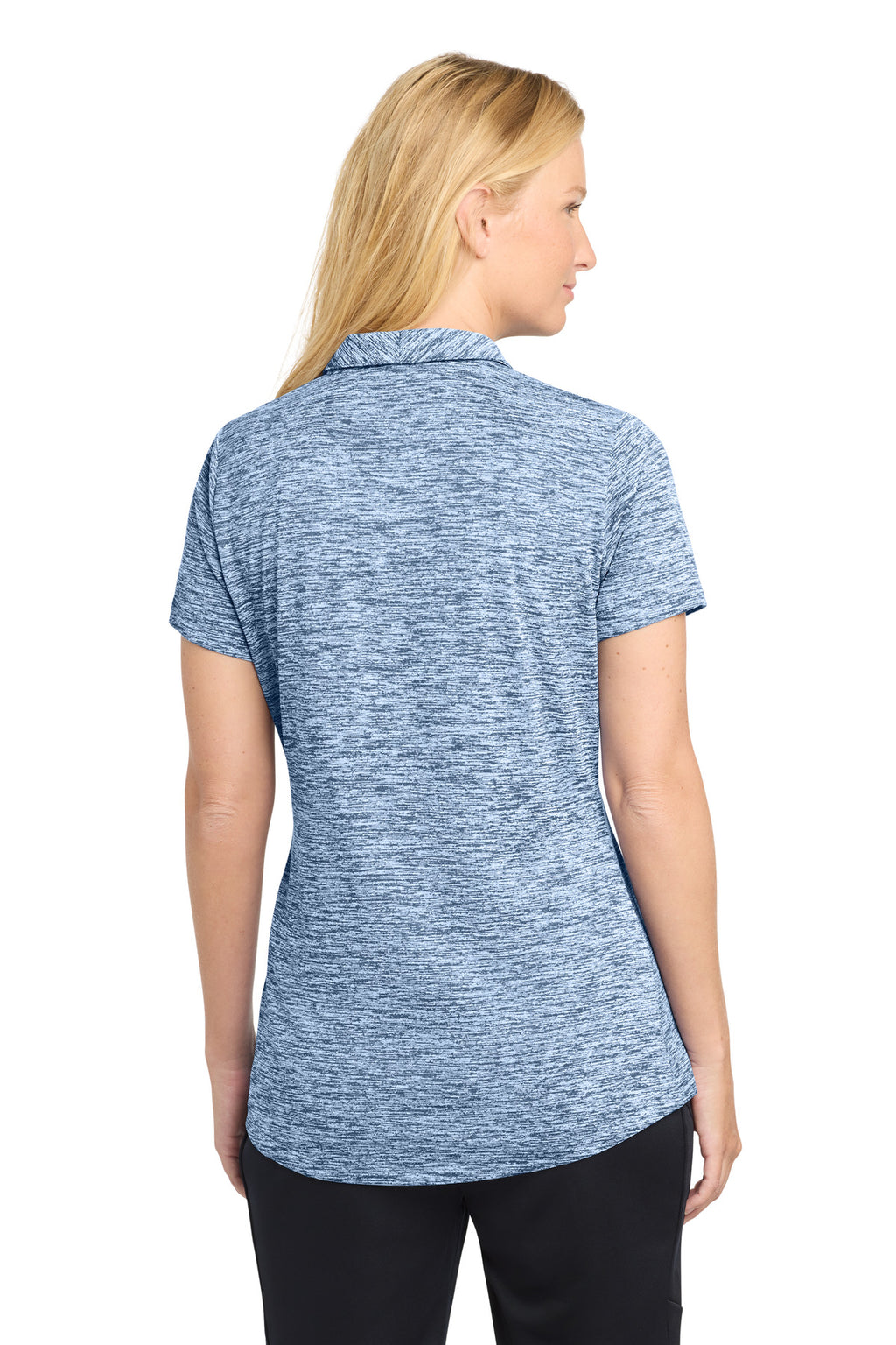 Sport-Tek Women's PosiCharge Electric Heather Polo. LST590 - True Navy Electric - back