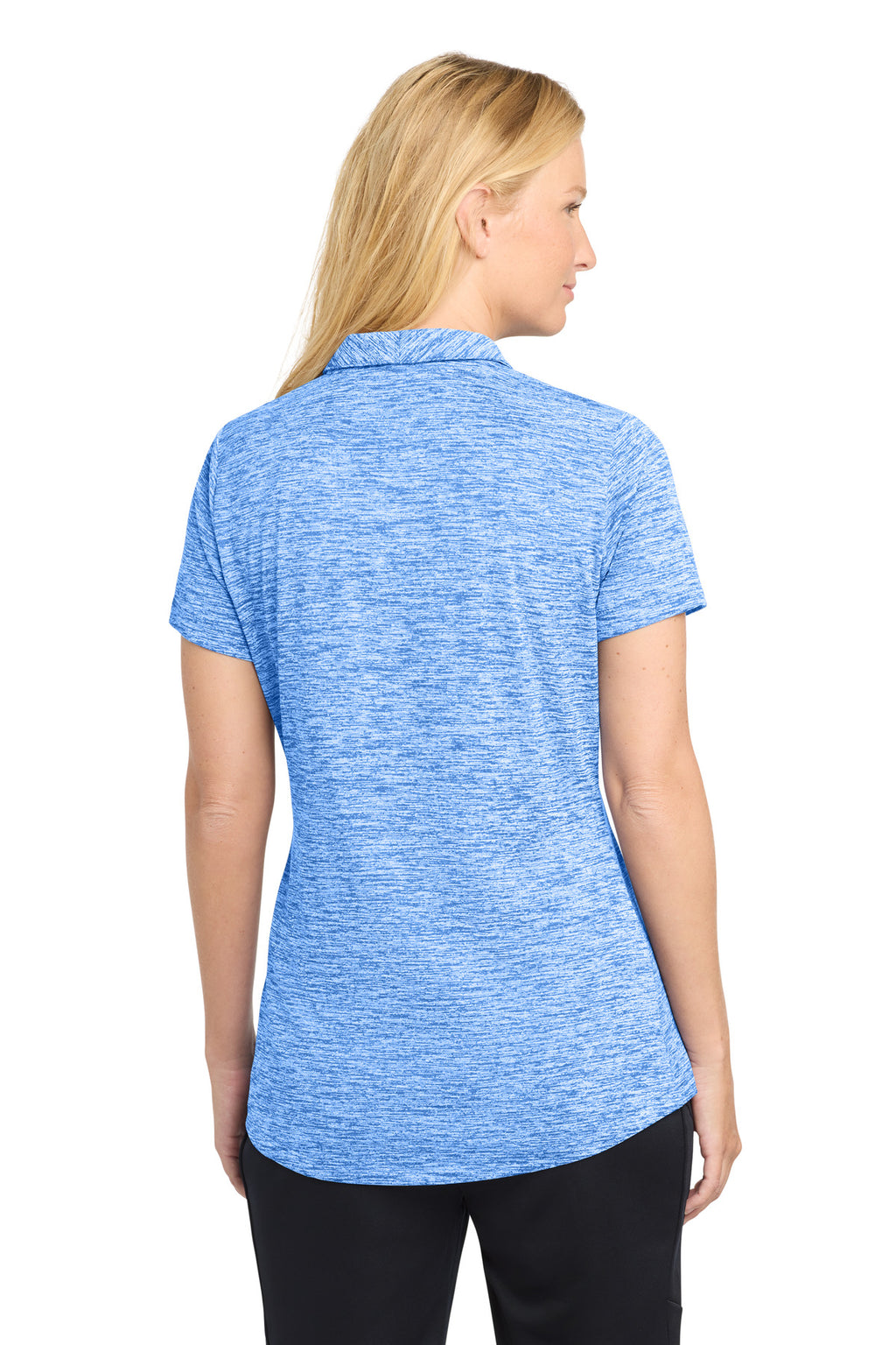 Sport-Tek Women's PosiCharge Electric Heather Polo. LST590 - True Royal Electric - back