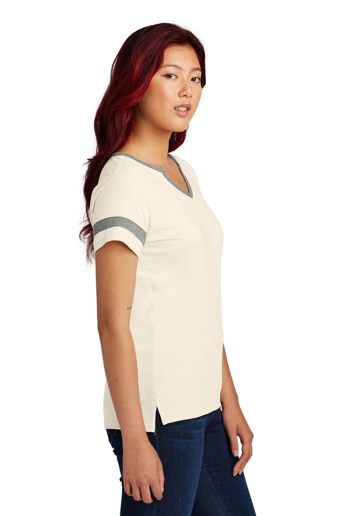 Sport-Tek Women's Halftime Notch Neck Tee LST6041 - Ecru/ Vintage Heather - side