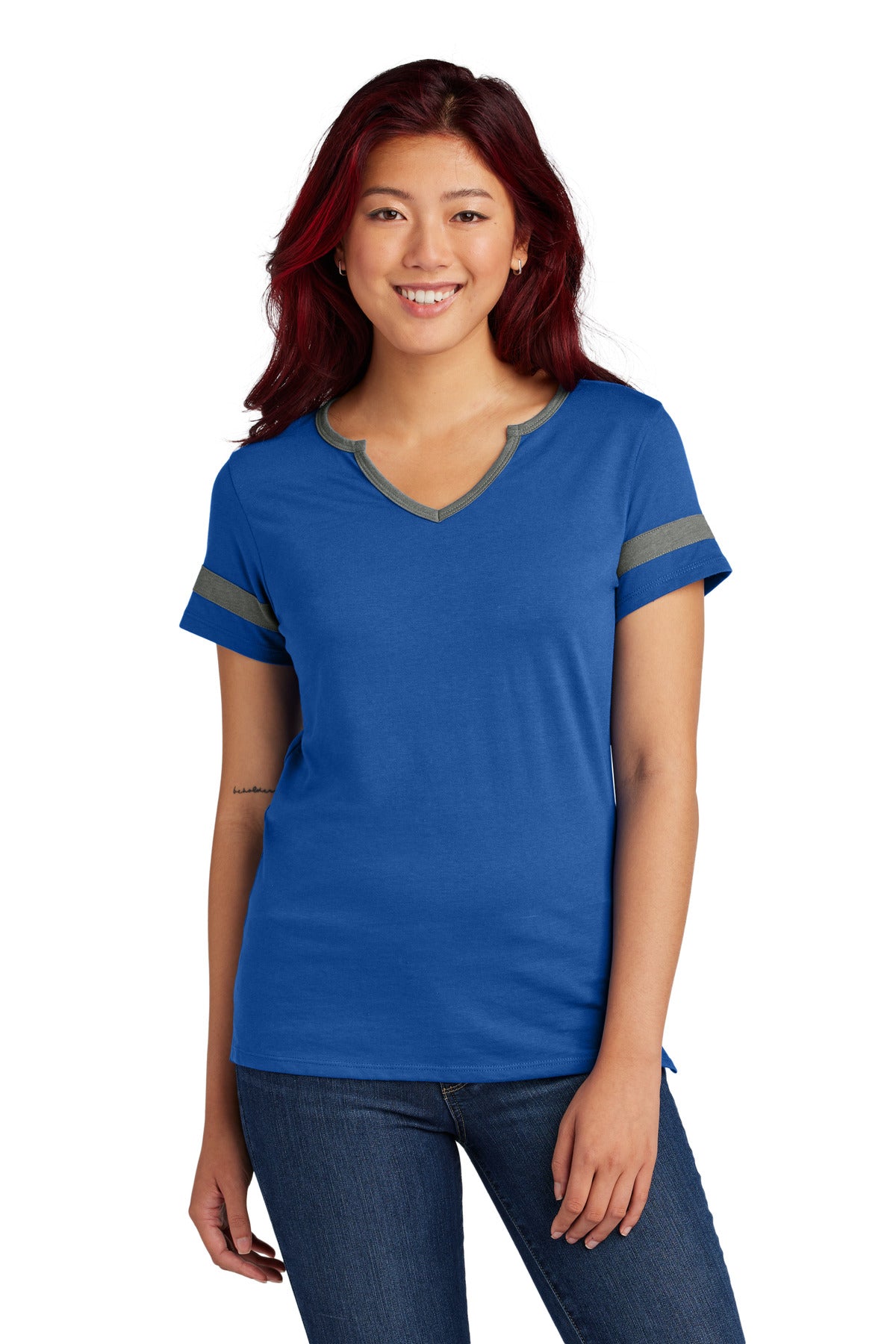 Sport-Tek Women's Halftime Notch Neck Tee LST6041 - True Royal/ Vintage Heather - front