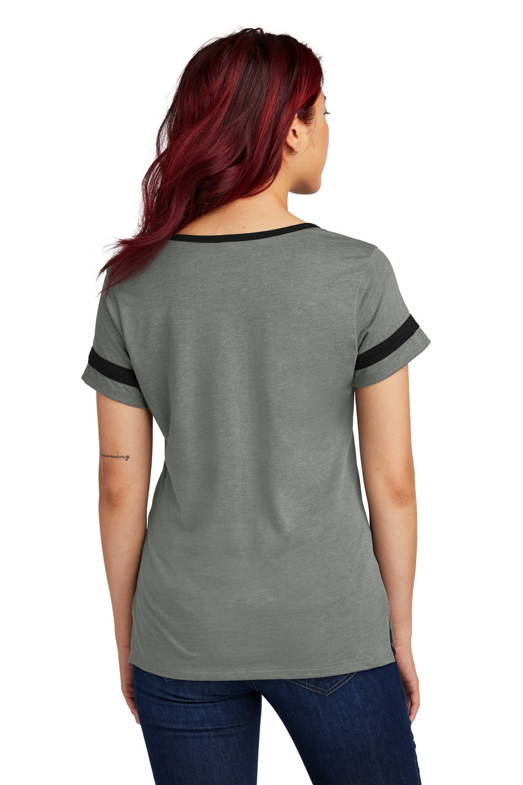 Sport-Tek Women's Halftime Notch Neck Tee LST6041 - Vintage Heather/ Black - back