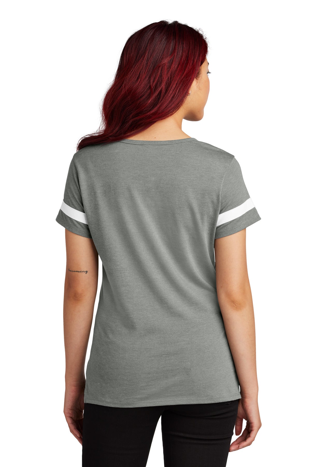 Sport-Tek Women's Halftime Notch Neck Tee LST6041 - Vintage Heather/ White - back