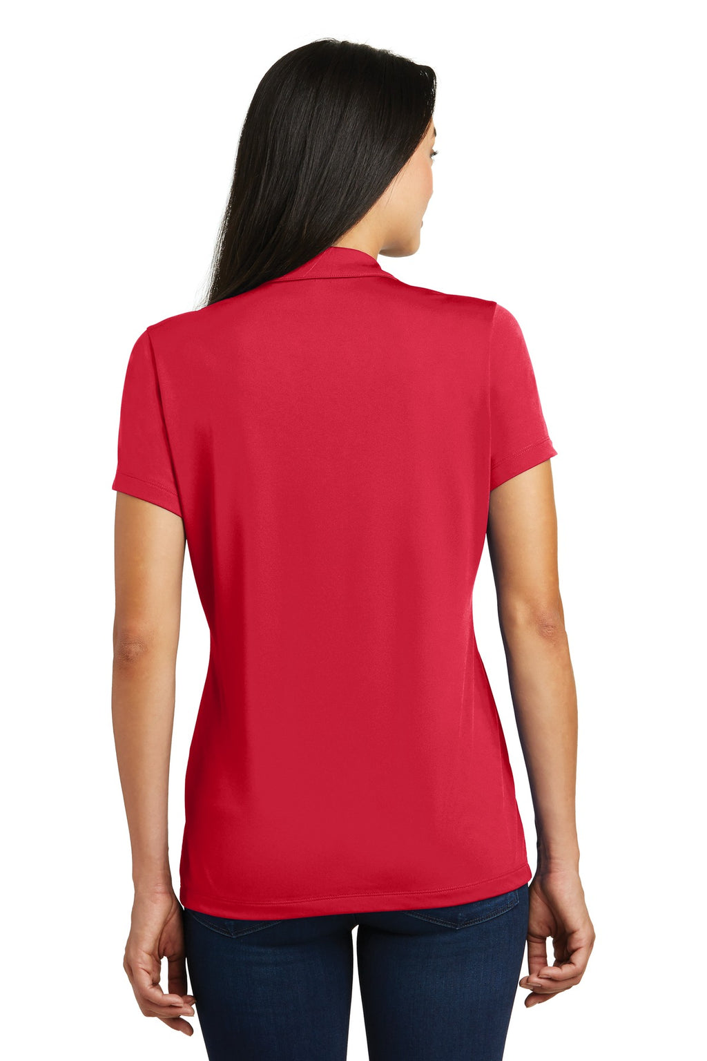 DISCONTINUED Sport-Tek Ladies Contrast PosiCharge Tough Polo . LST620 - Deep Red/ Black - back