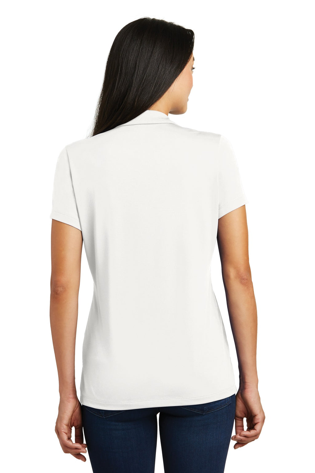 DISCONTINUED Sport-Tek Ladies Contrast PosiCharge Tough Polo . LST620 - White/ Heather Grey - back