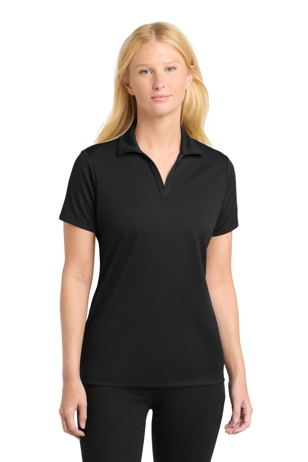 Sport-Tek Women's PosiCharge RacerMesh Polo. LST640 - Black - front