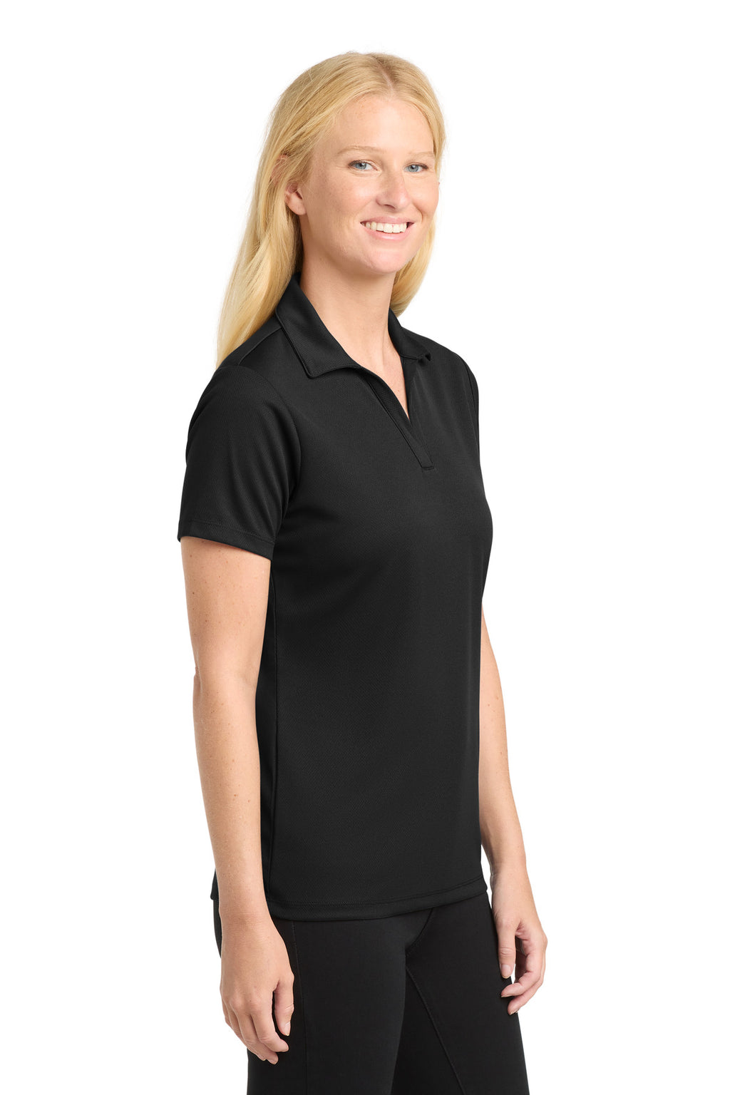 Sport-Tek Women's PosiCharge RacerMesh Polo. LST640 - Black - side
