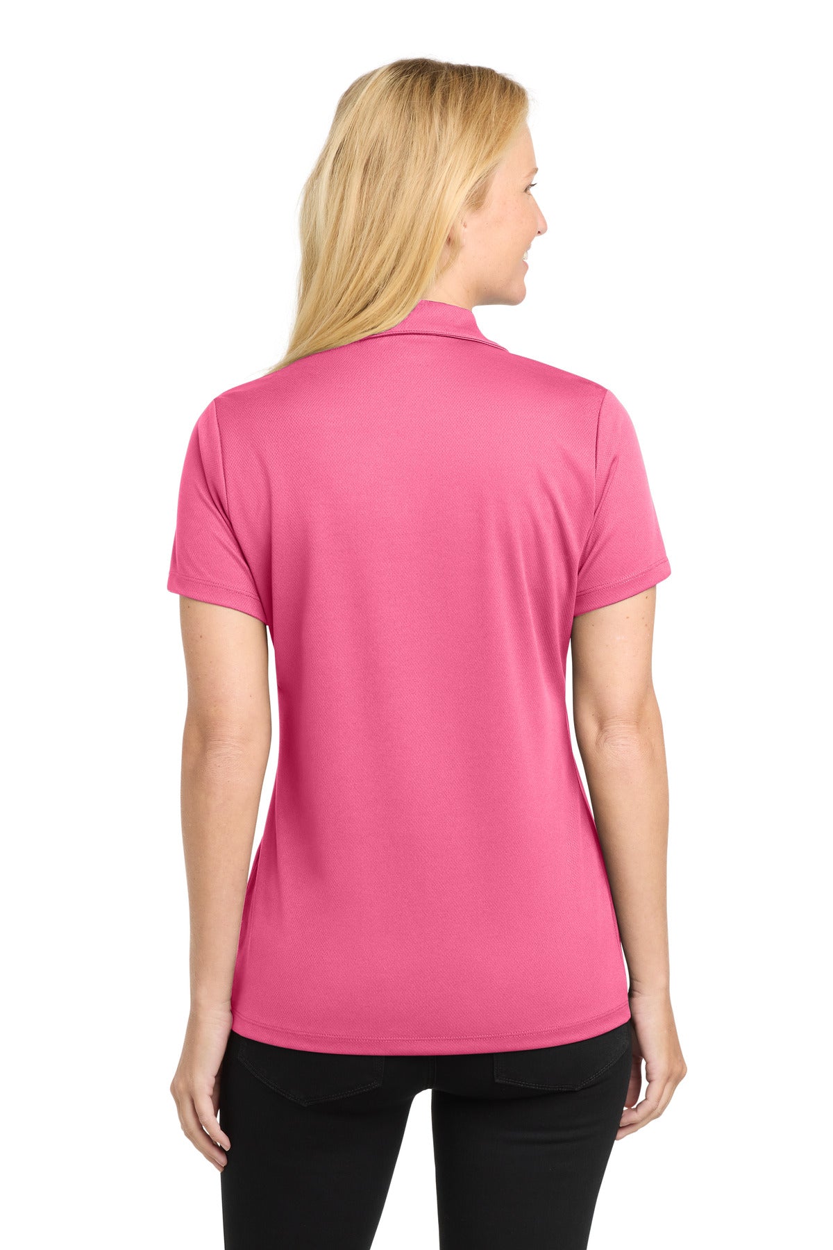 Sport-Tek Women's PosiCharge RacerMesh Polo. LST640 - Bright Pink - back