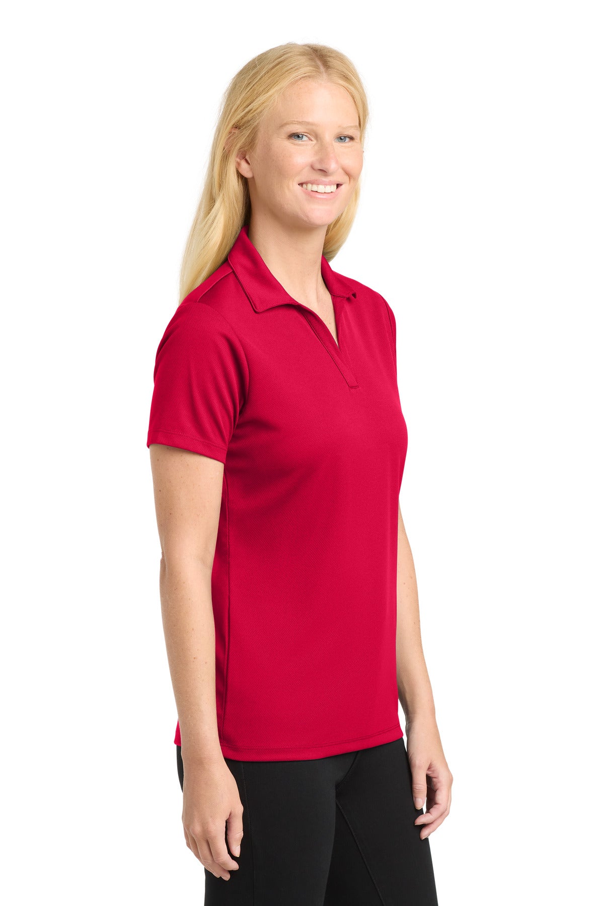 Sport-Tek Women's PosiCharge RacerMesh Polo. LST640 - Deep Red - side