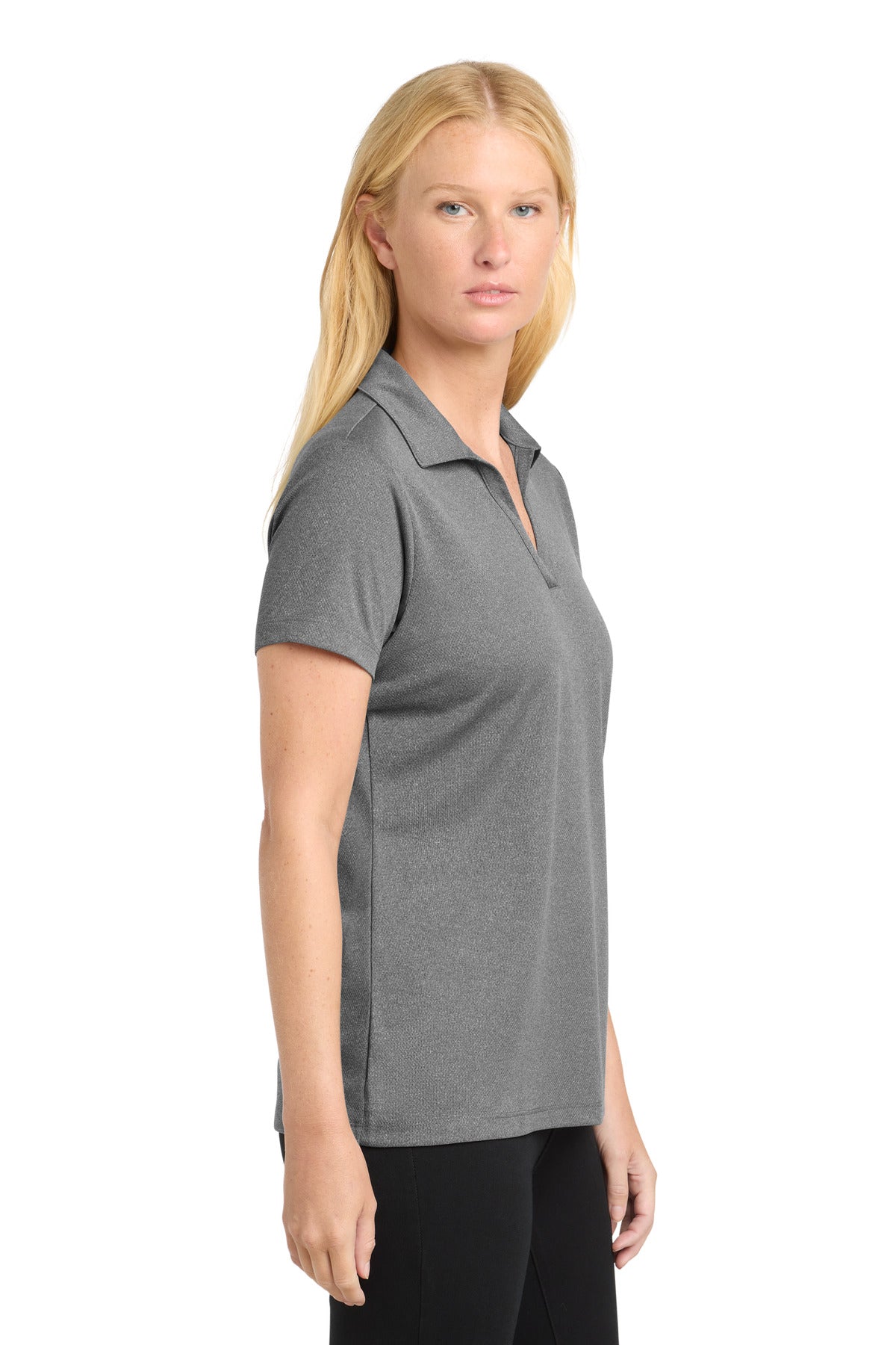 Sport-Tek Women's PosiCharge RacerMesh Polo. LST640 - Grey Heather - side
