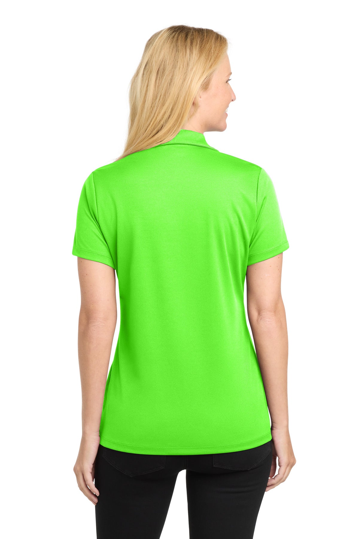 Sport-Tek Women's PosiCharge RacerMesh Polo. LST640 - Neon Green - back