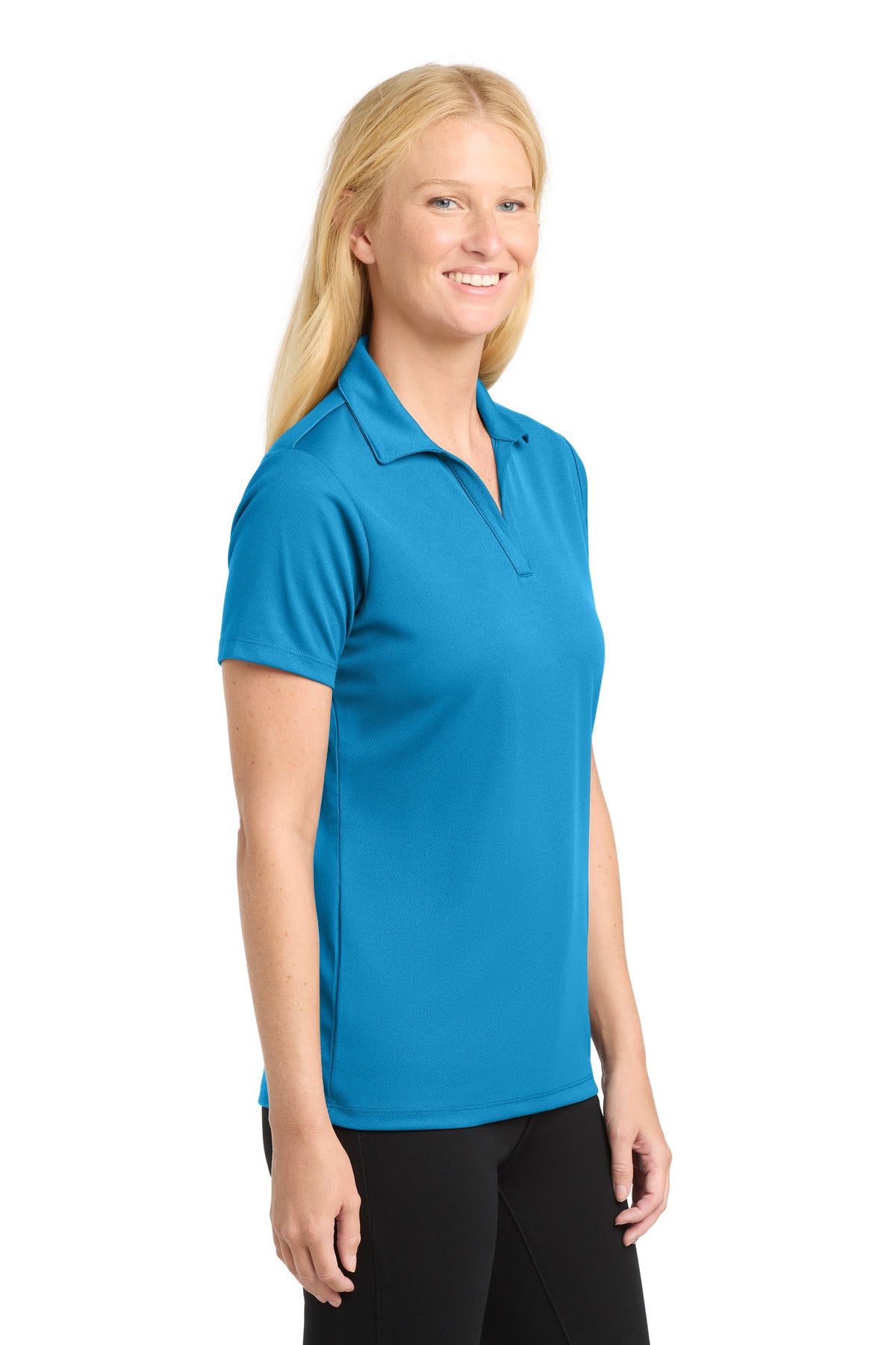 Sport-Tek Women's PosiCharge RacerMesh Polo. LST640 - Pond Blue - side