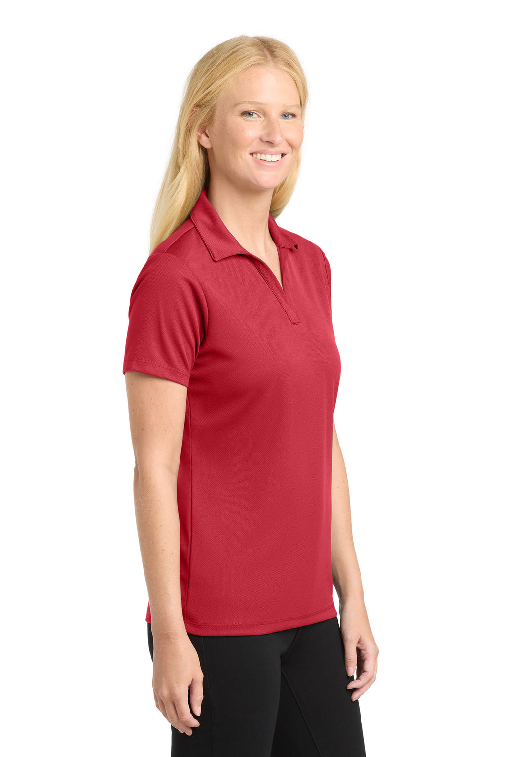 Sport-Tek Women's PosiCharge RacerMesh Polo. LST640 - True Red - side