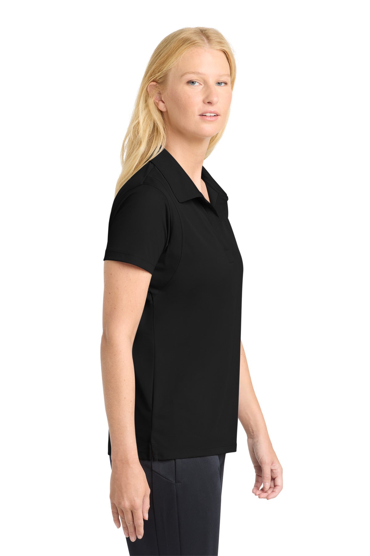 Sport-Tek Women's Micropique Sport-Wick Polo. LST650 - Black - side