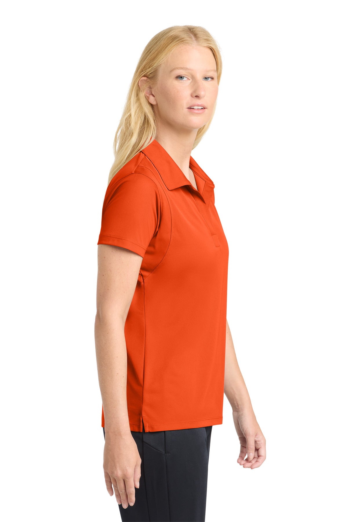 Sport-Tek Women's Micropique Sport-Wick Polo. LST650 - Deep Orange - side