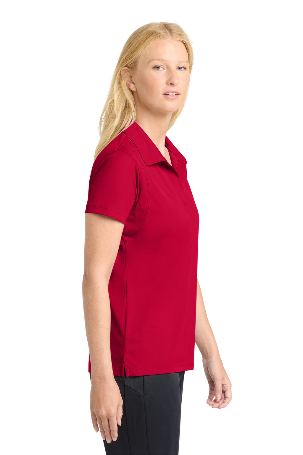 Sport-Tek Women's Micropique Sport-Wick Polo. LST650 - Deep Red - side