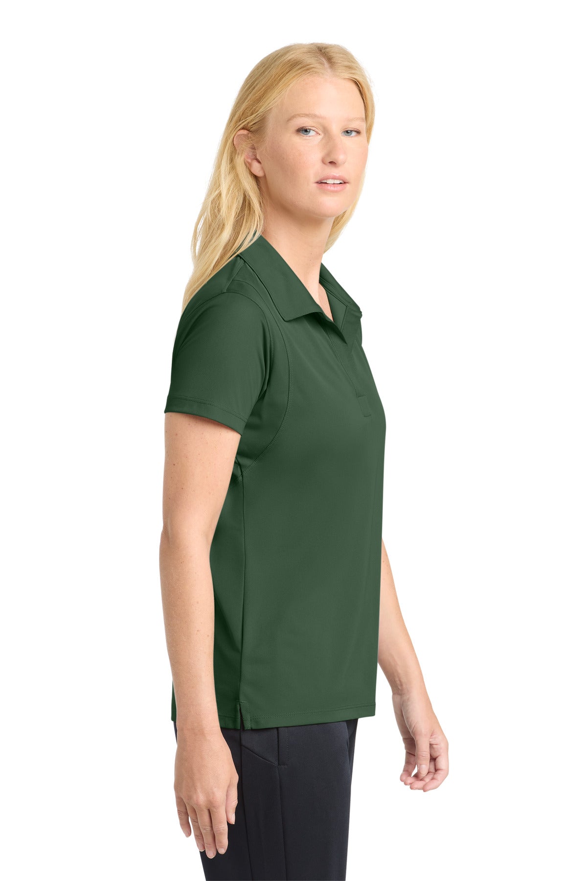 Sport-Tek Women's Micropique Sport-Wick Polo. LST650 - Forest Green - side