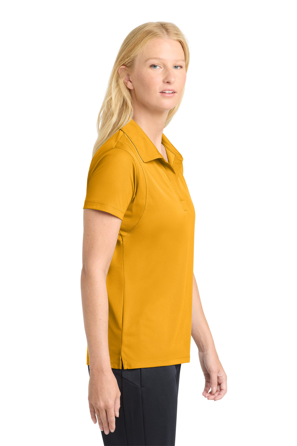 Sport-Tek Women's Micropique Sport-Wick Polo. LST650 - Gold - side