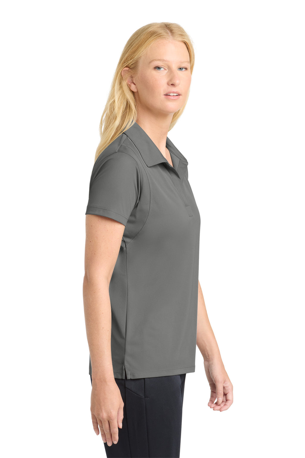 Sport-Tek Women's Micropique Sport-Wick Polo. LST650 - Grey Concrete - side