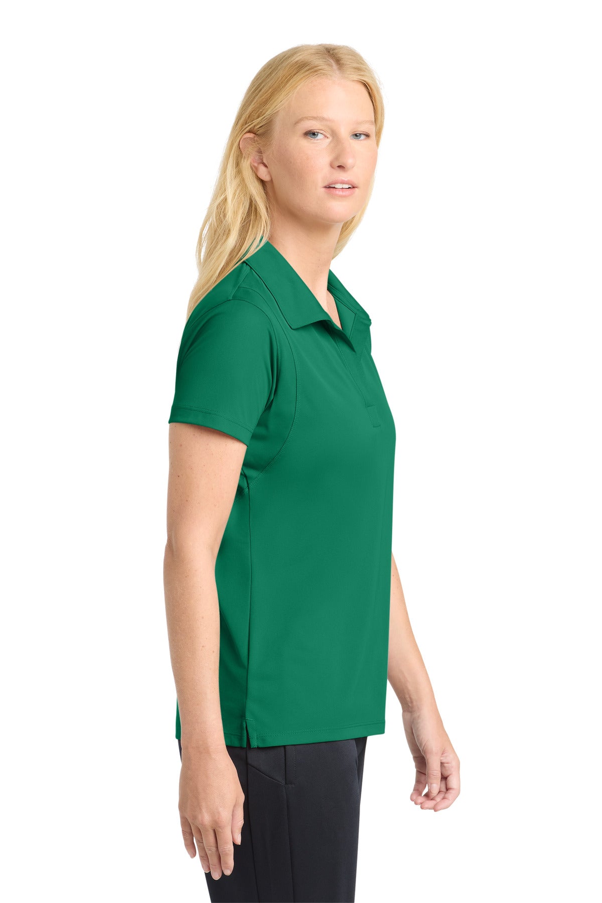 Sport-Tek Women's Micropique Sport-Wick Polo. LST650 - Kelly Green - side