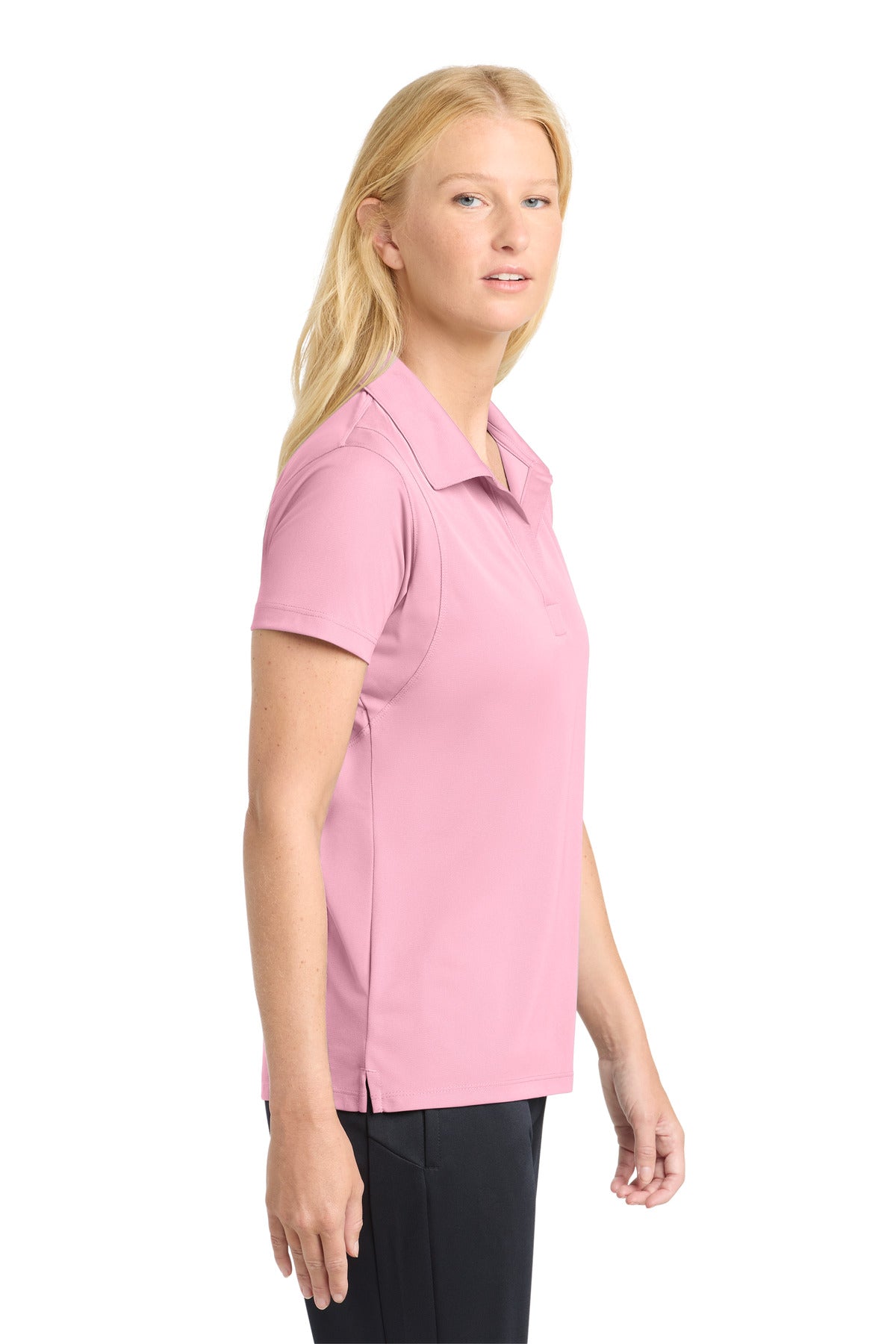 Sport-Tek Women's Micropique Sport-Wick Polo. LST650 - Light Pink - side