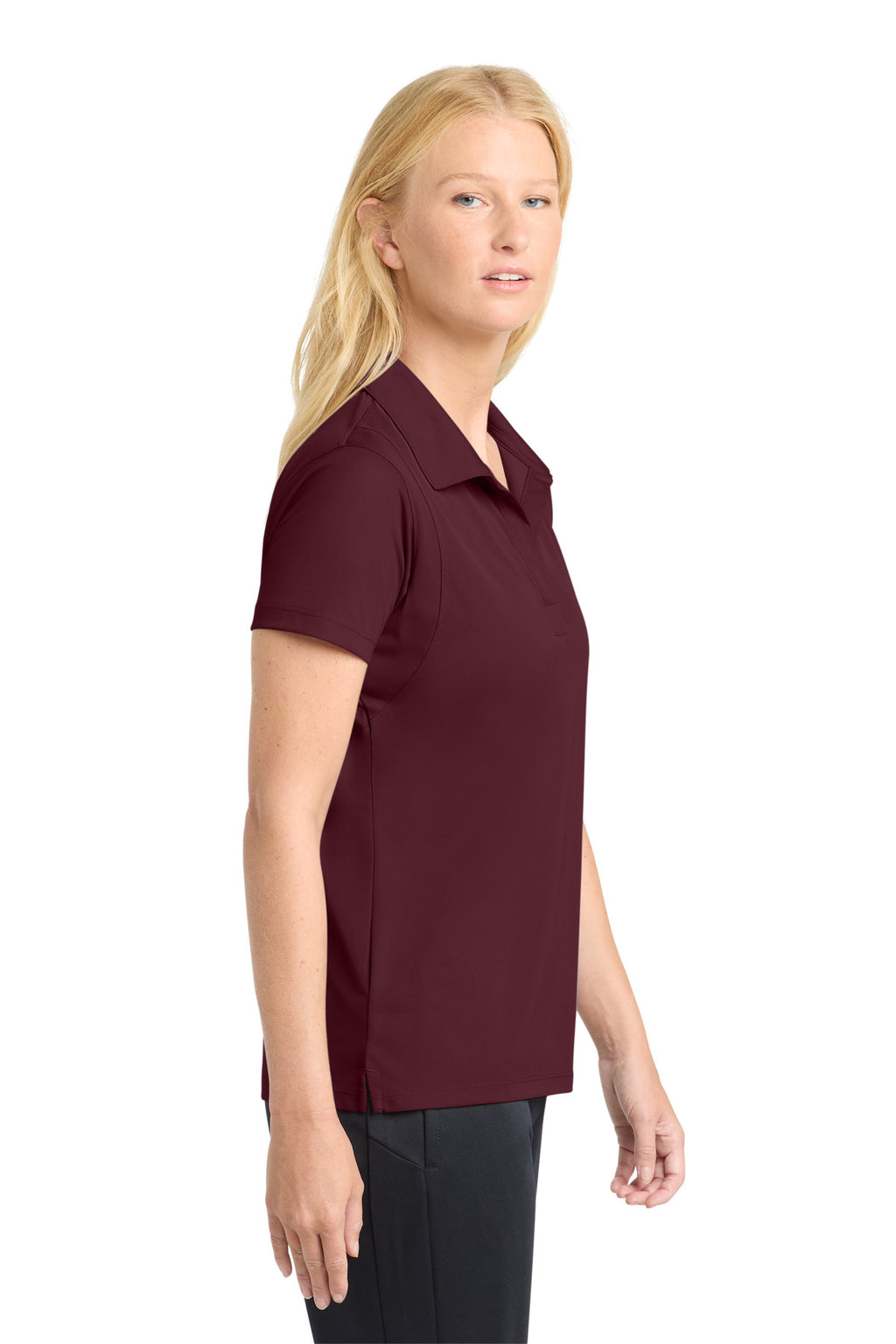 Sport-Tek Women's Micropique Sport-Wick Polo. LST650 - Maroon - side