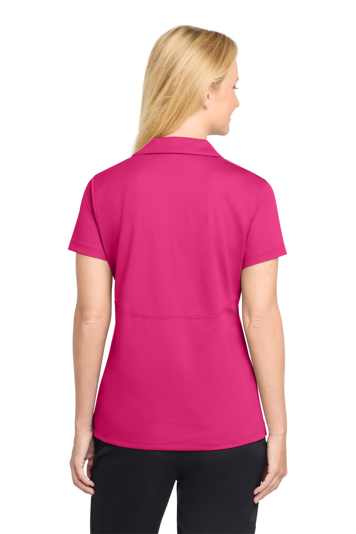 Sport-Tek Women's Micropique Sport-Wick Polo. LST650 - Pink Raspberry - back