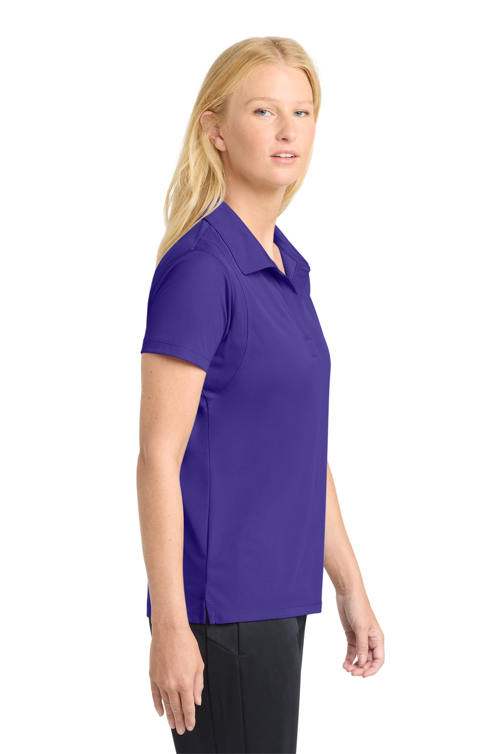 Sport-Tek Women's Micropique Sport-Wick Polo. LST650 - Purple - side